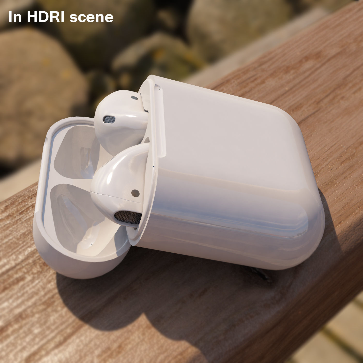 Apple AirPods wireless bluetooth earphones with Charging Case Low-poly 3D model_15