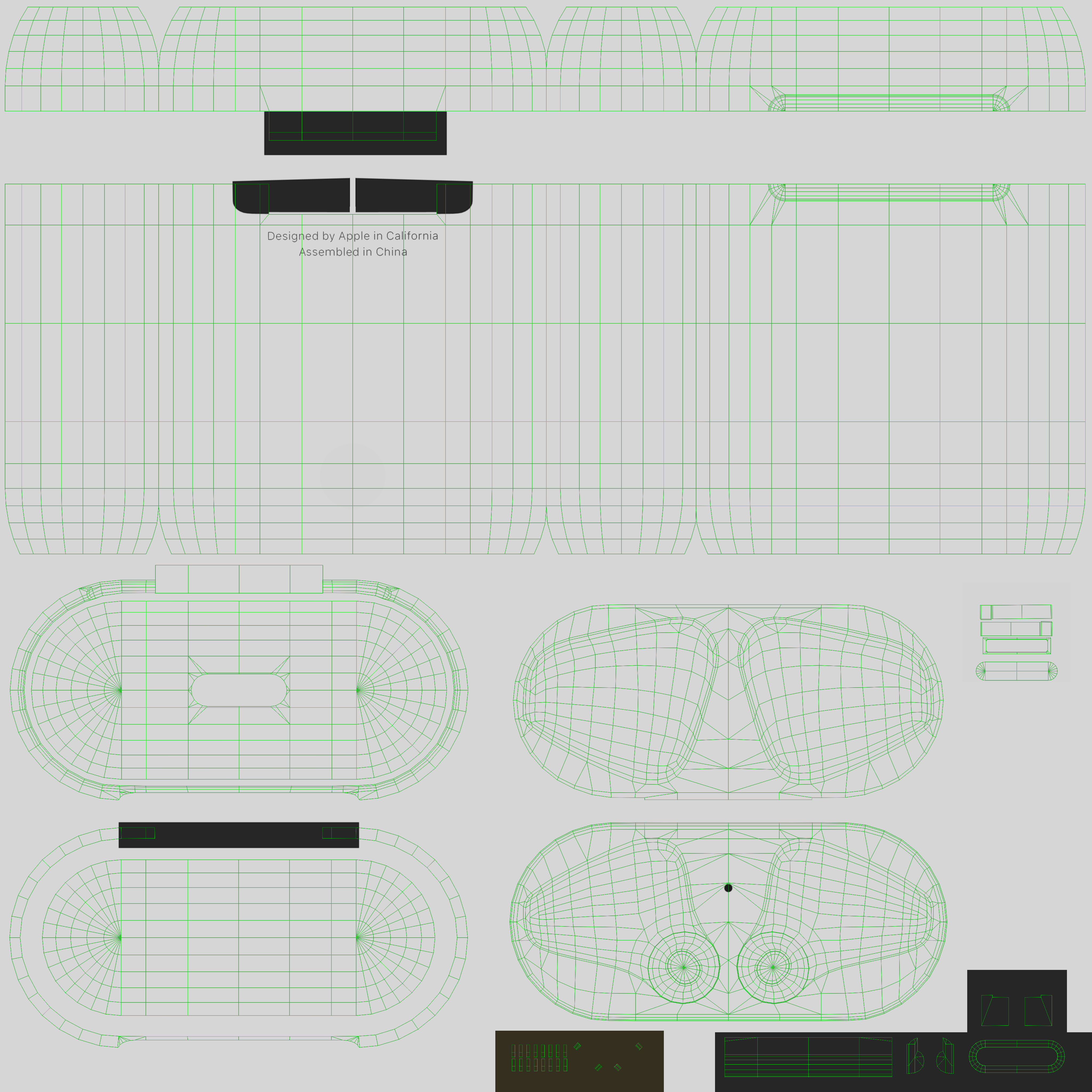 Apple AirPods wireless bluetooth earphones with Charging Case Low-poly 3D model_44