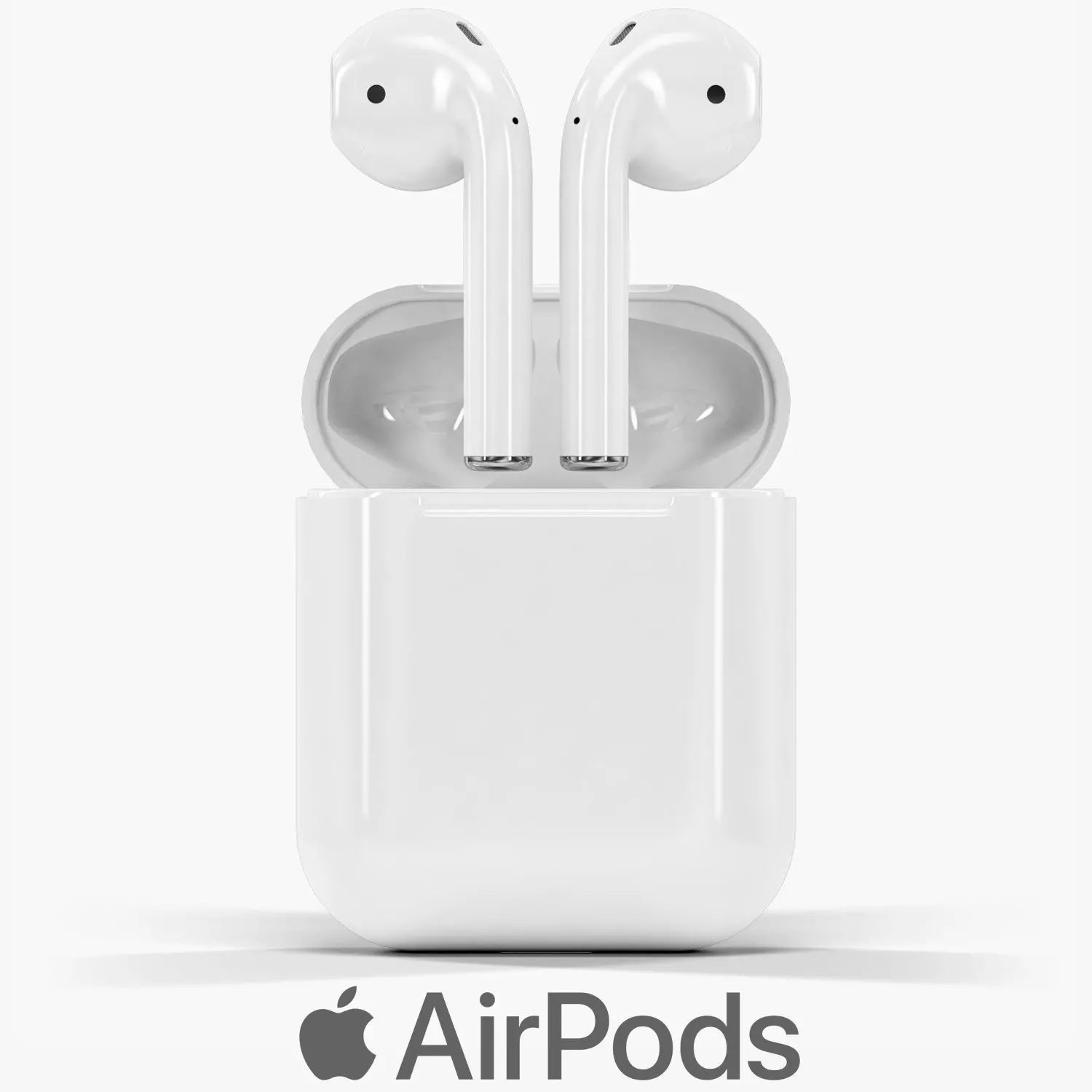 Apple AirPods wireless bluetooth earphones with Charging Case Low-poly 3D model_0