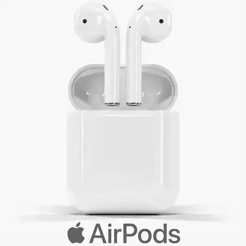 Apple AirPods wireless bluetooth earphones with Charging Case Low-poly 3D model
