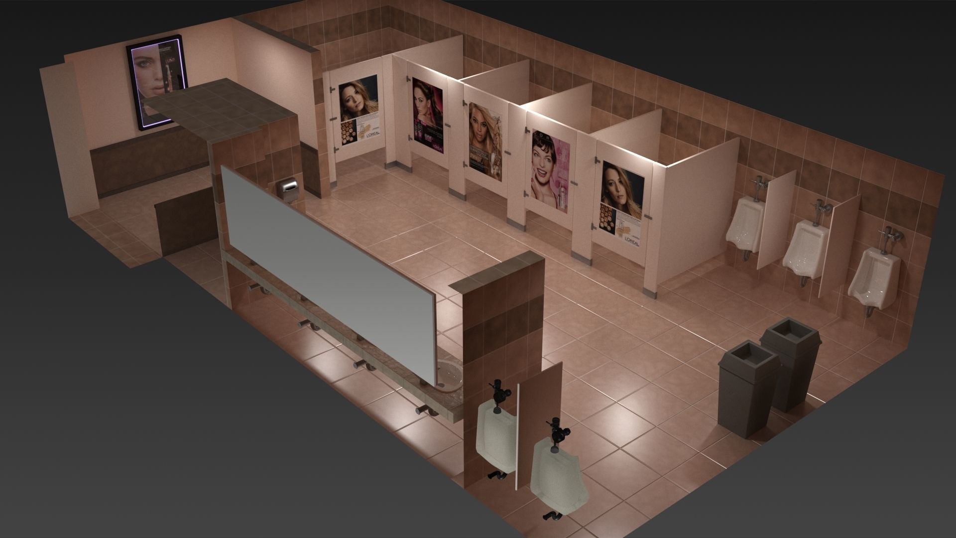 Public Bathroom 3D model_7
