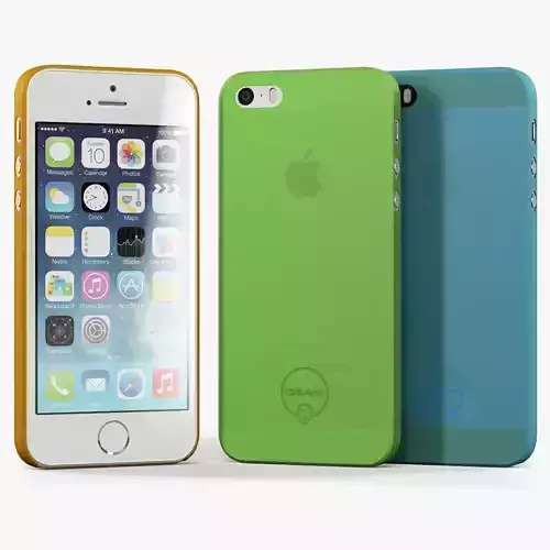 Apple iPhone 5S with Case Ozaki Jelly Low-poly 3D model