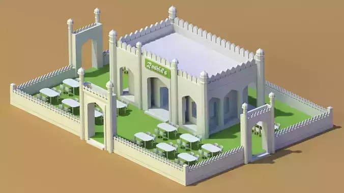 Palace mosque with tables and chairs