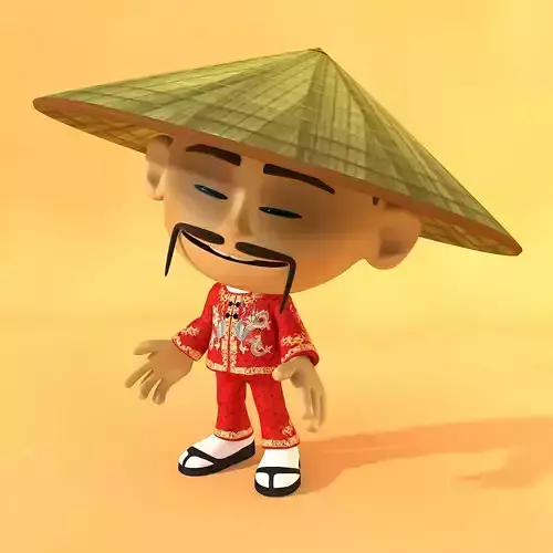 Cartoon Asian man 3D model
