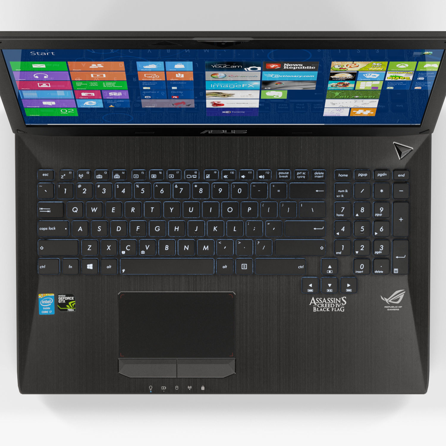 Asus ROG G750JH gaming laptop Low-poly 3D model_13