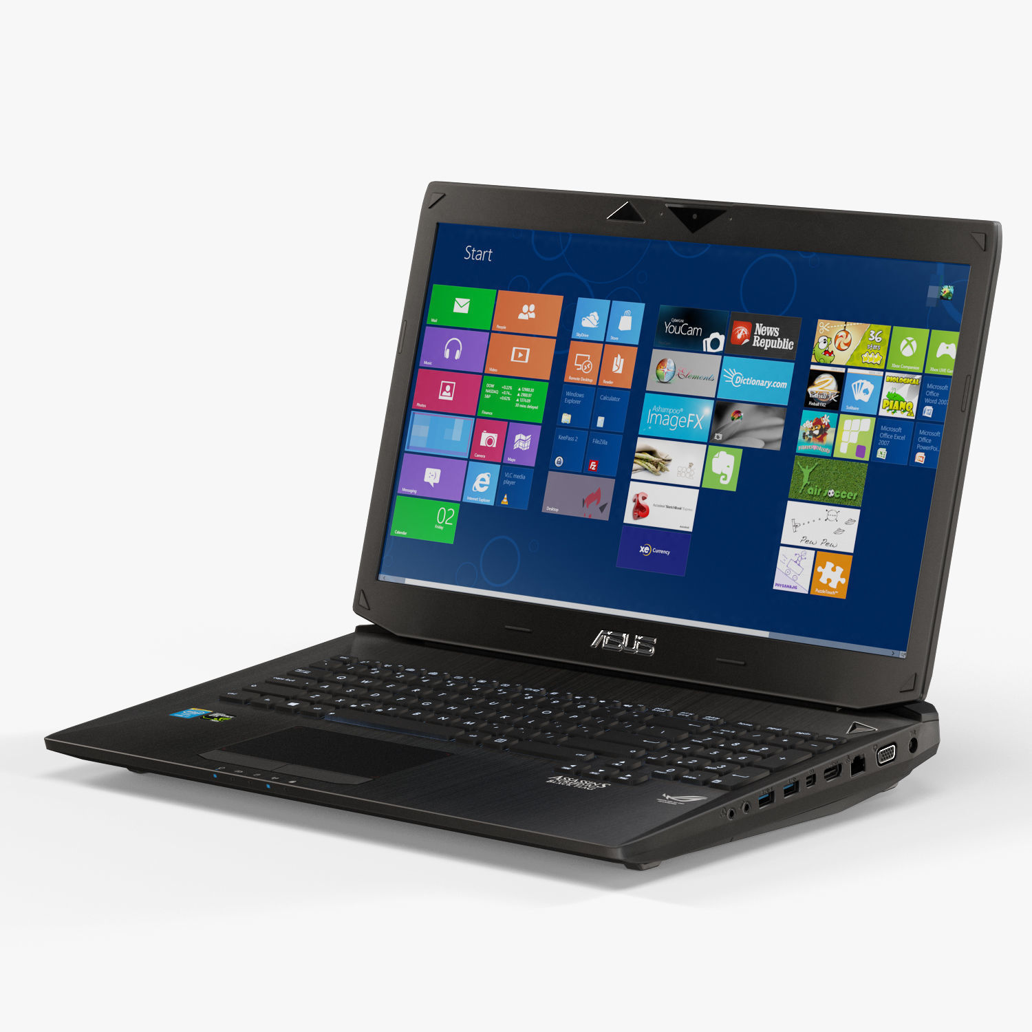 Asus ROG G750JH gaming laptop Low-poly 3D model_3