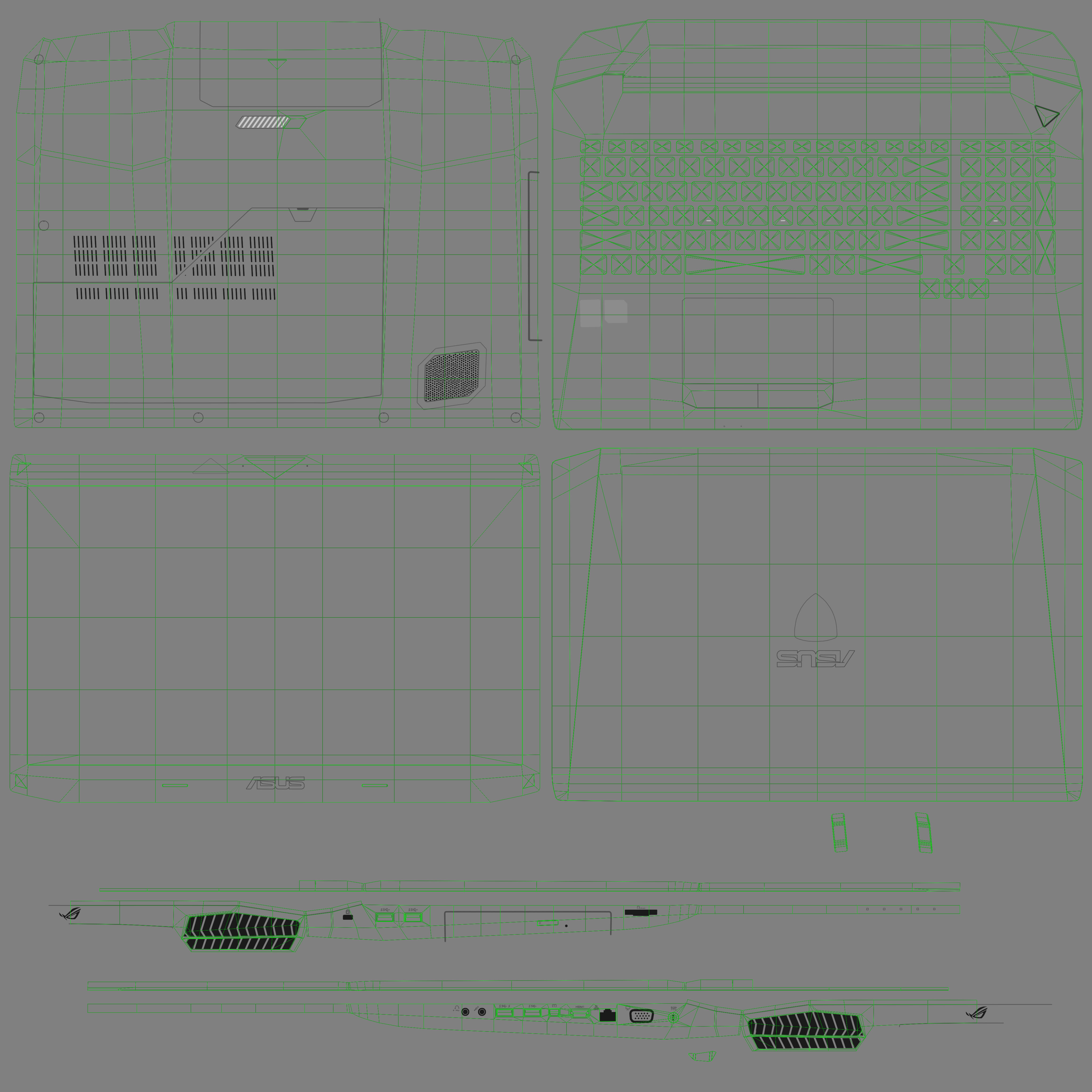 Asus ROG G750JH gaming laptop Low-poly 3D model_27