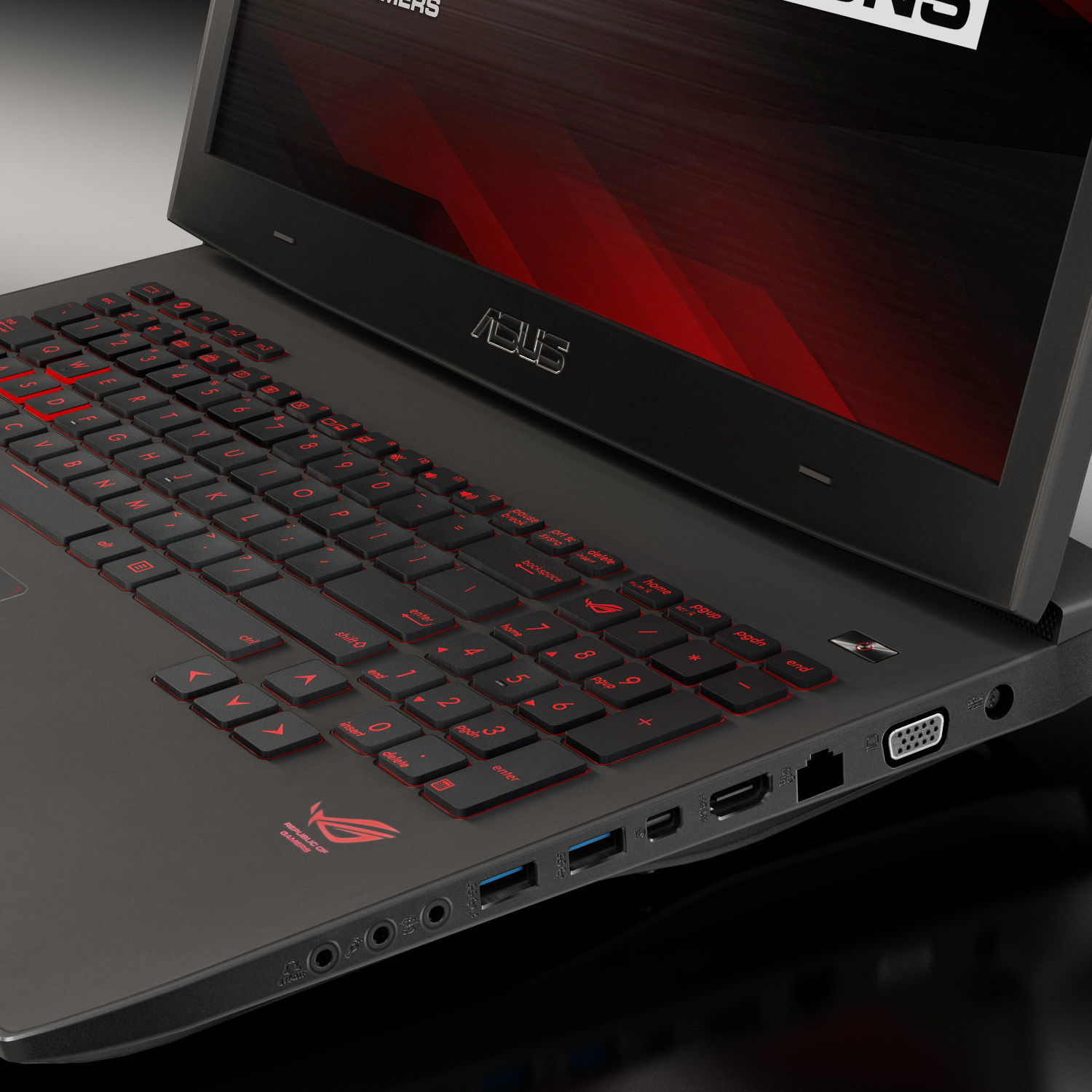 Asus ROG G751JY gaming laptop Low-poly 3D model_4