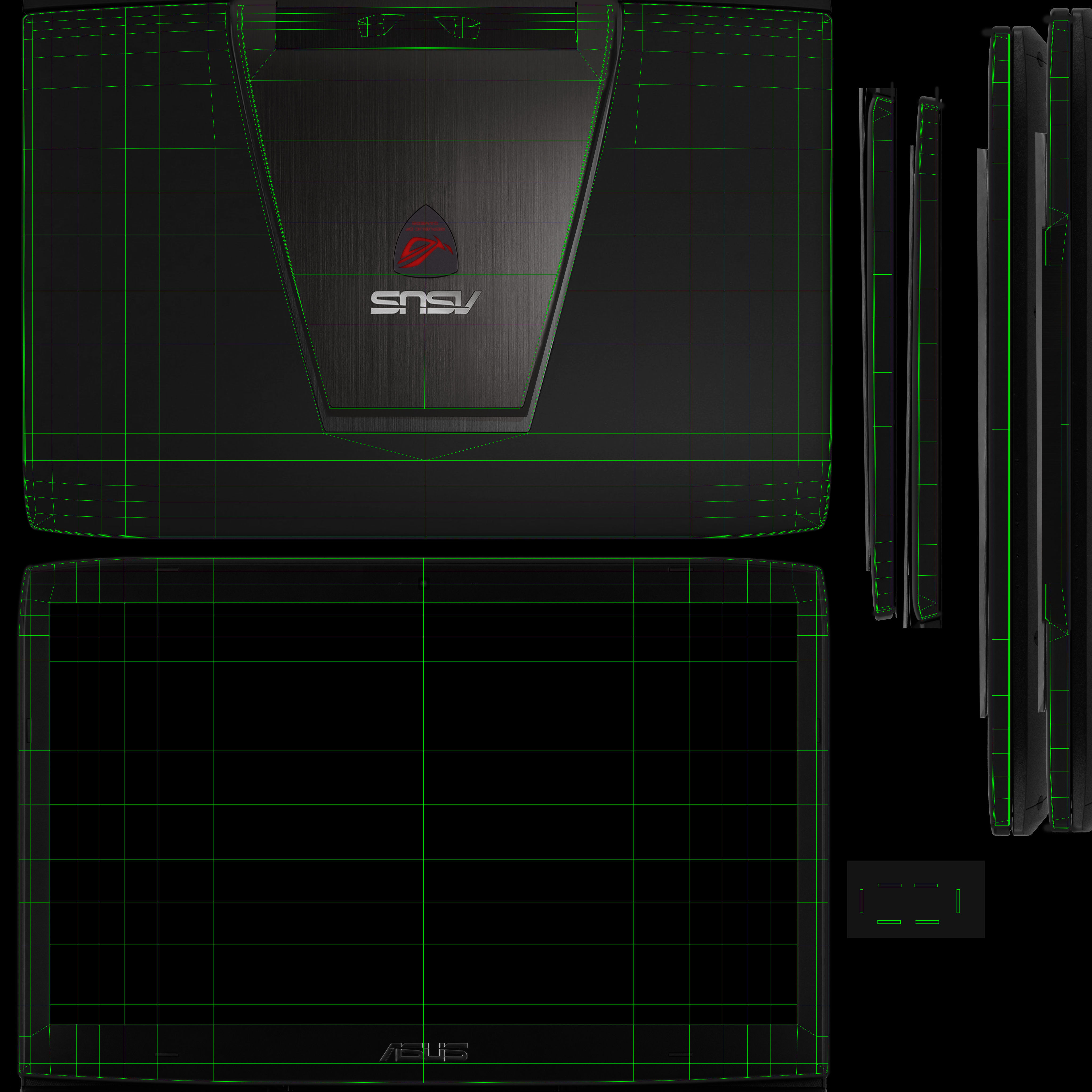 Asus ROG G751JY gaming laptop Low-poly 3D model_26