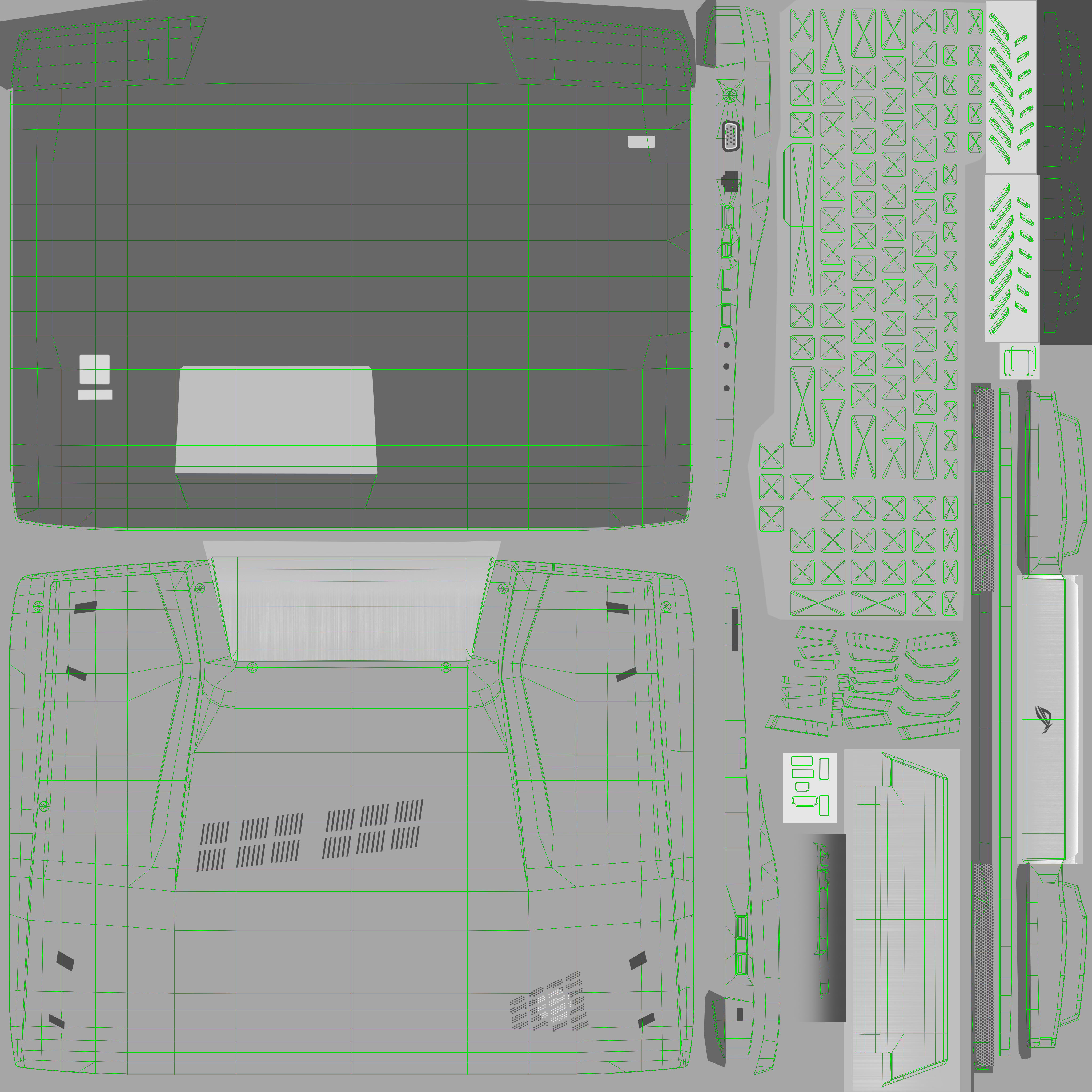 Asus ROG G751JY gaming laptop Low-poly 3D model_28