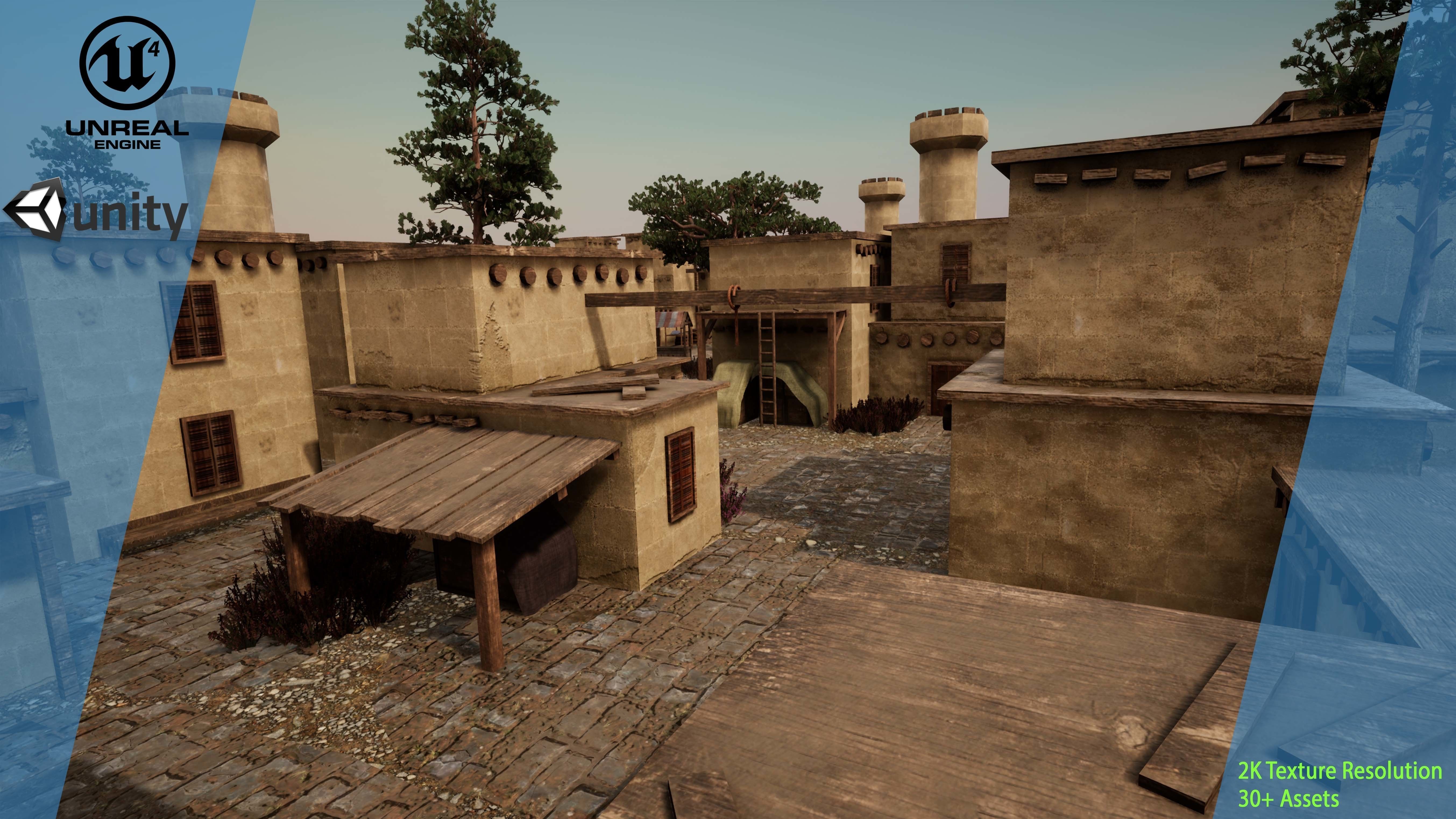 Medieval Town Kit  Low-poly 3D model_2