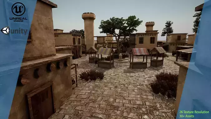 Medieval Town Kit  Low-poly 3D model