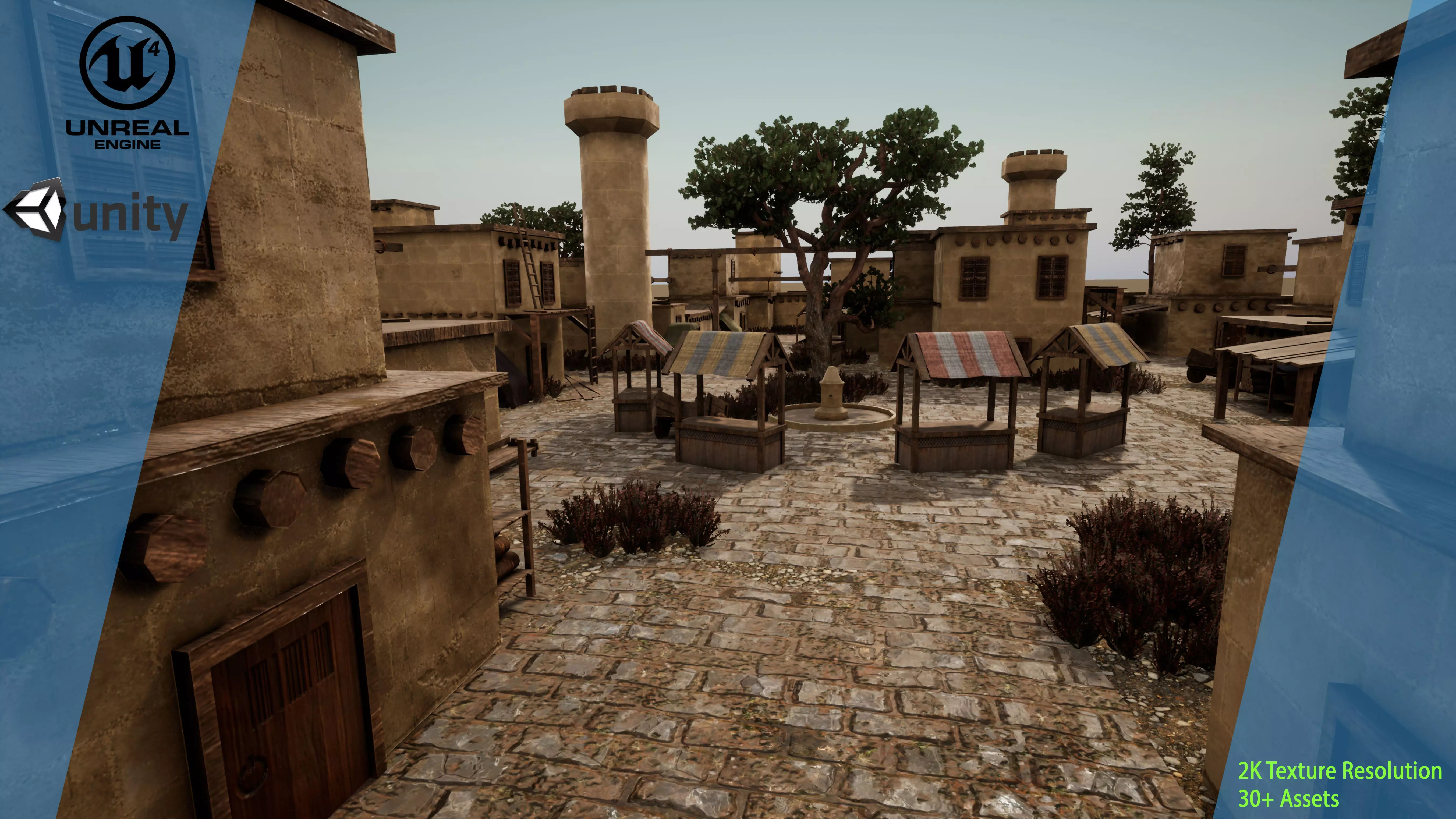 Medieval Town Kit  Low-poly 3D model_0