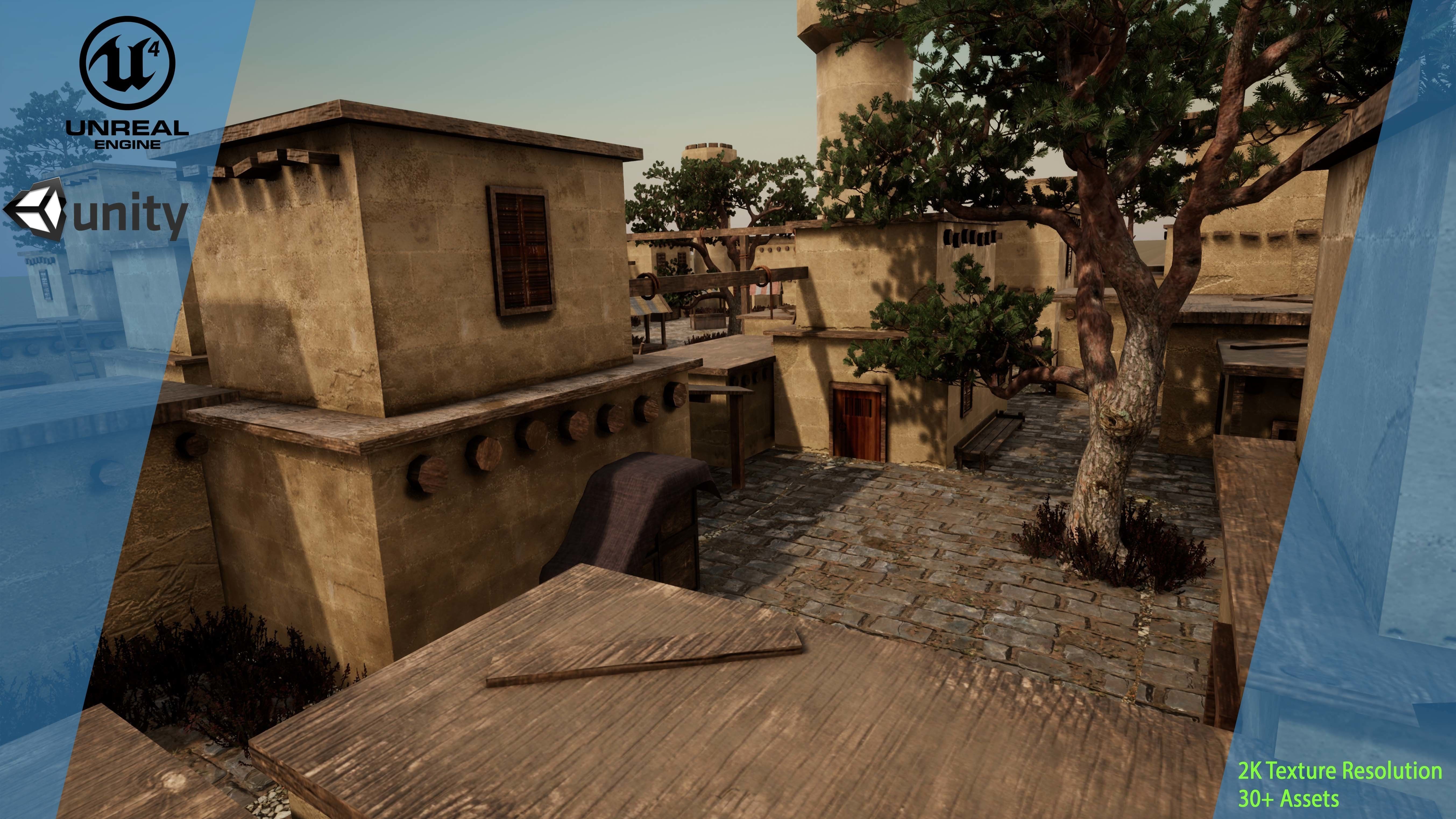 Medieval Town Kit  Low-poly 3D model_1