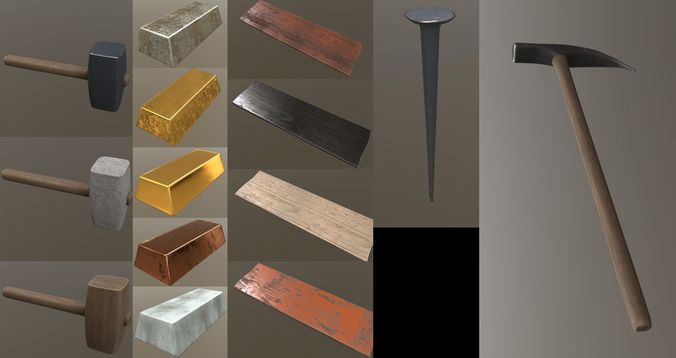 Craft survival tools puck  Low-poly 3D model