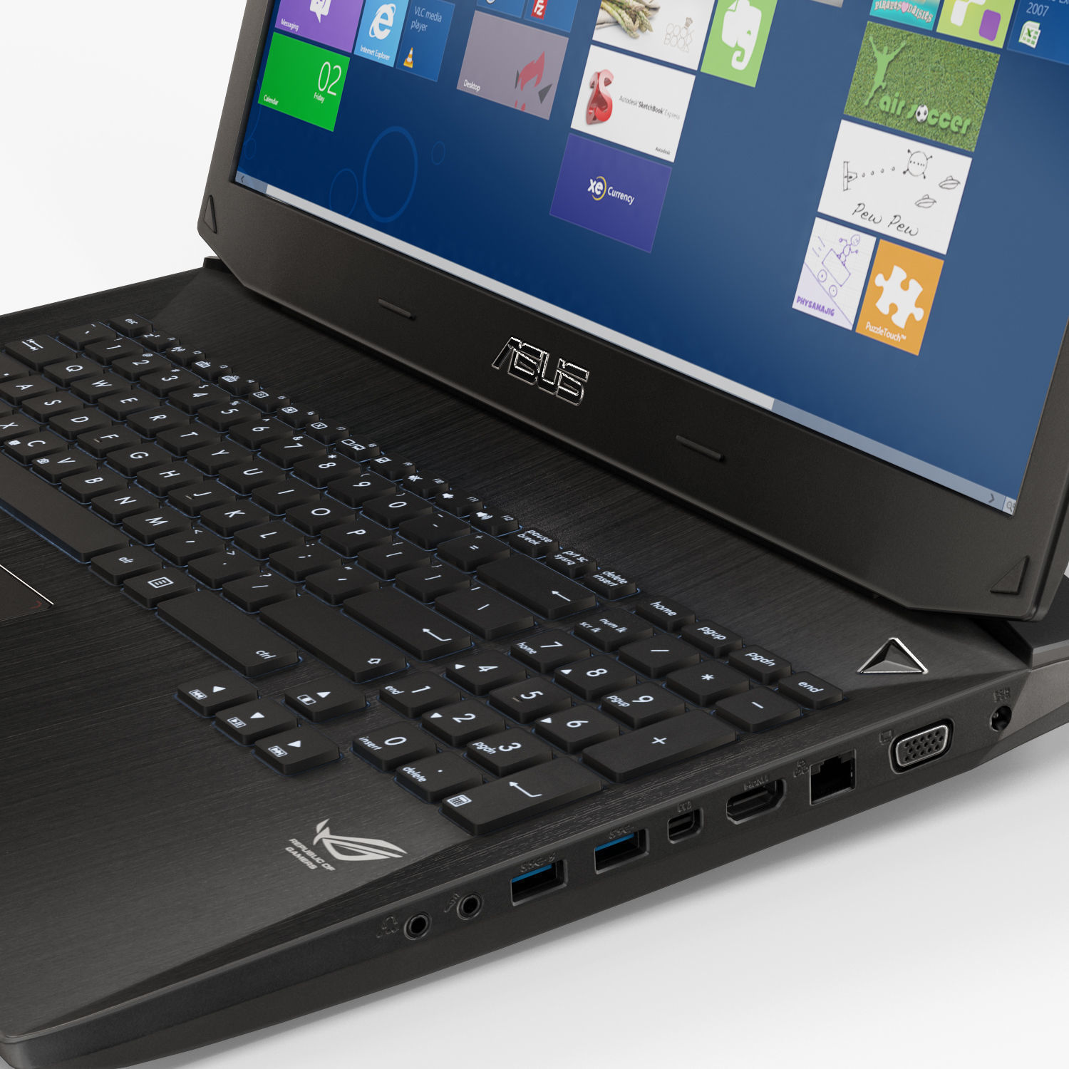 Asus ROG G750JX gaming laptop Low-poly 3D model_4