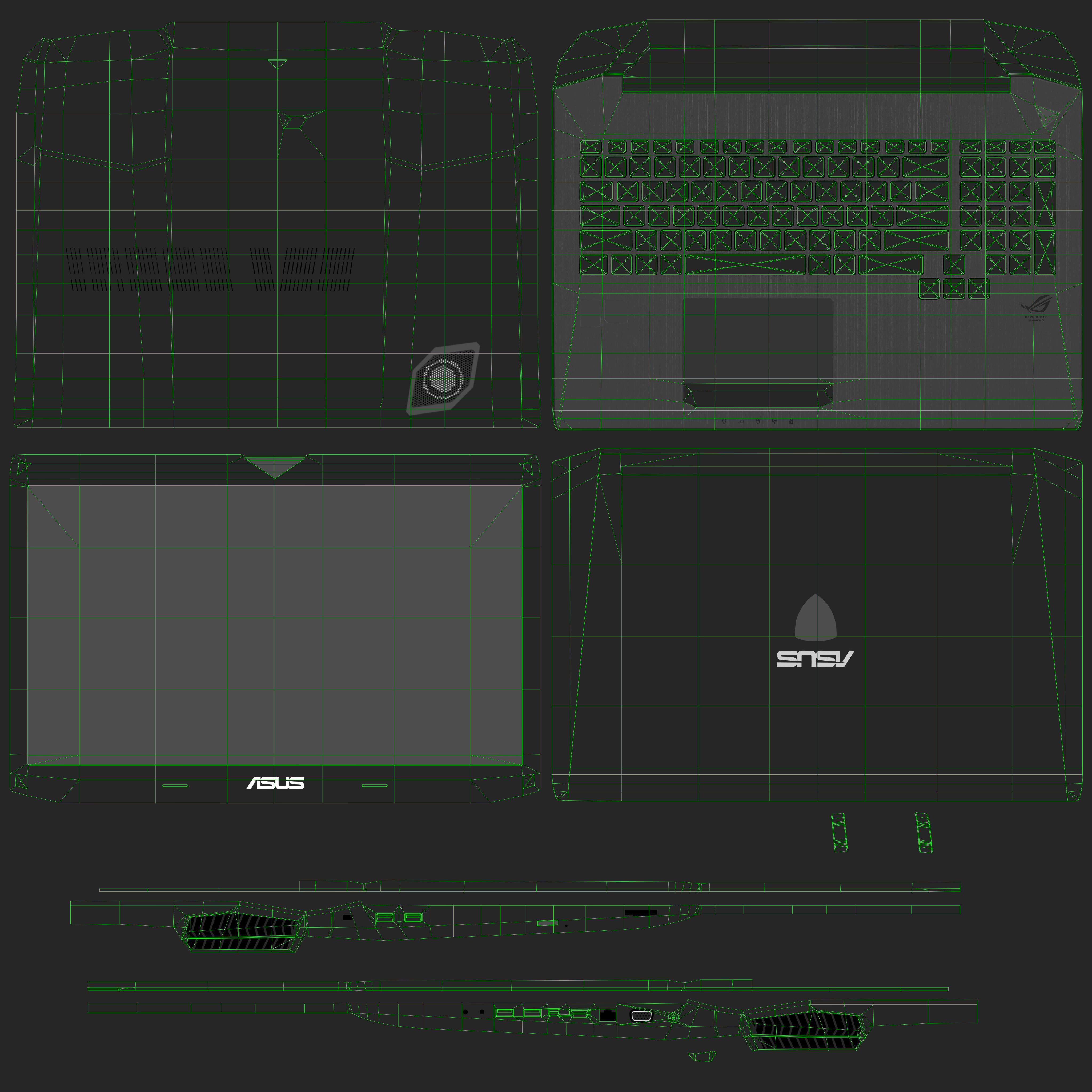 Asus ROG G750JX gaming laptop Low-poly 3D model_25
