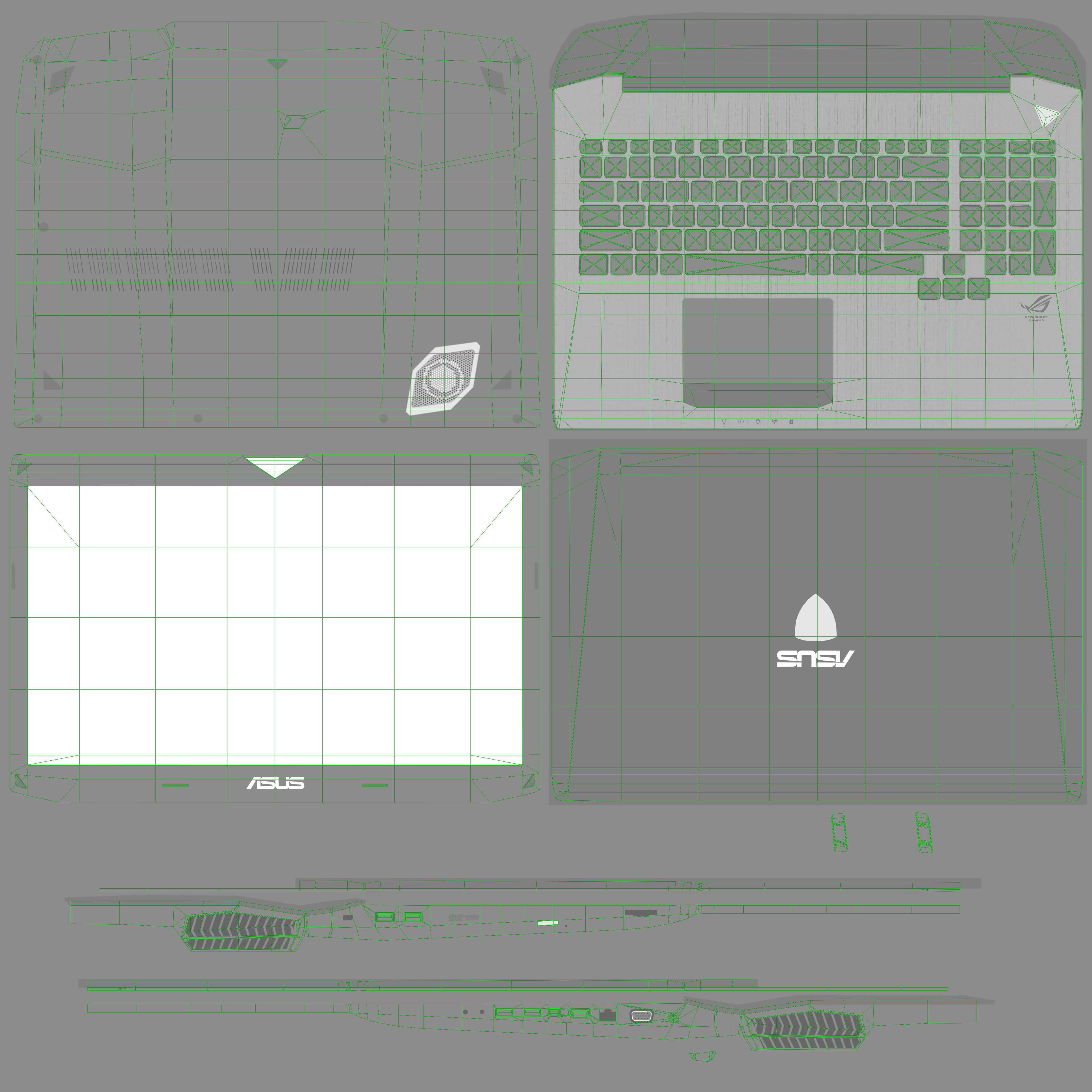 Asus ROG G750JX gaming laptop Low-poly 3D model_26