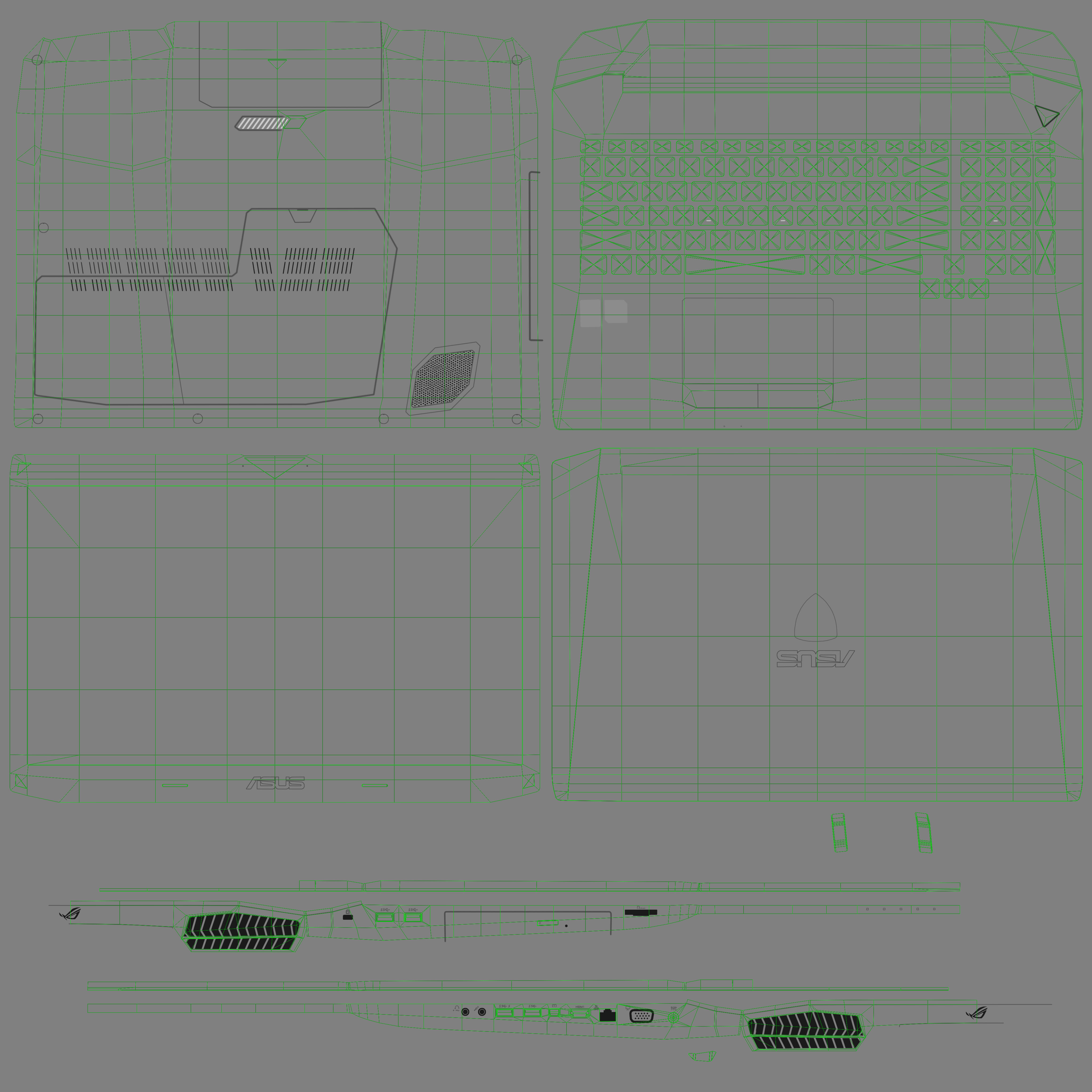 Asus ROG G750JX gaming laptop Low-poly 3D model_27