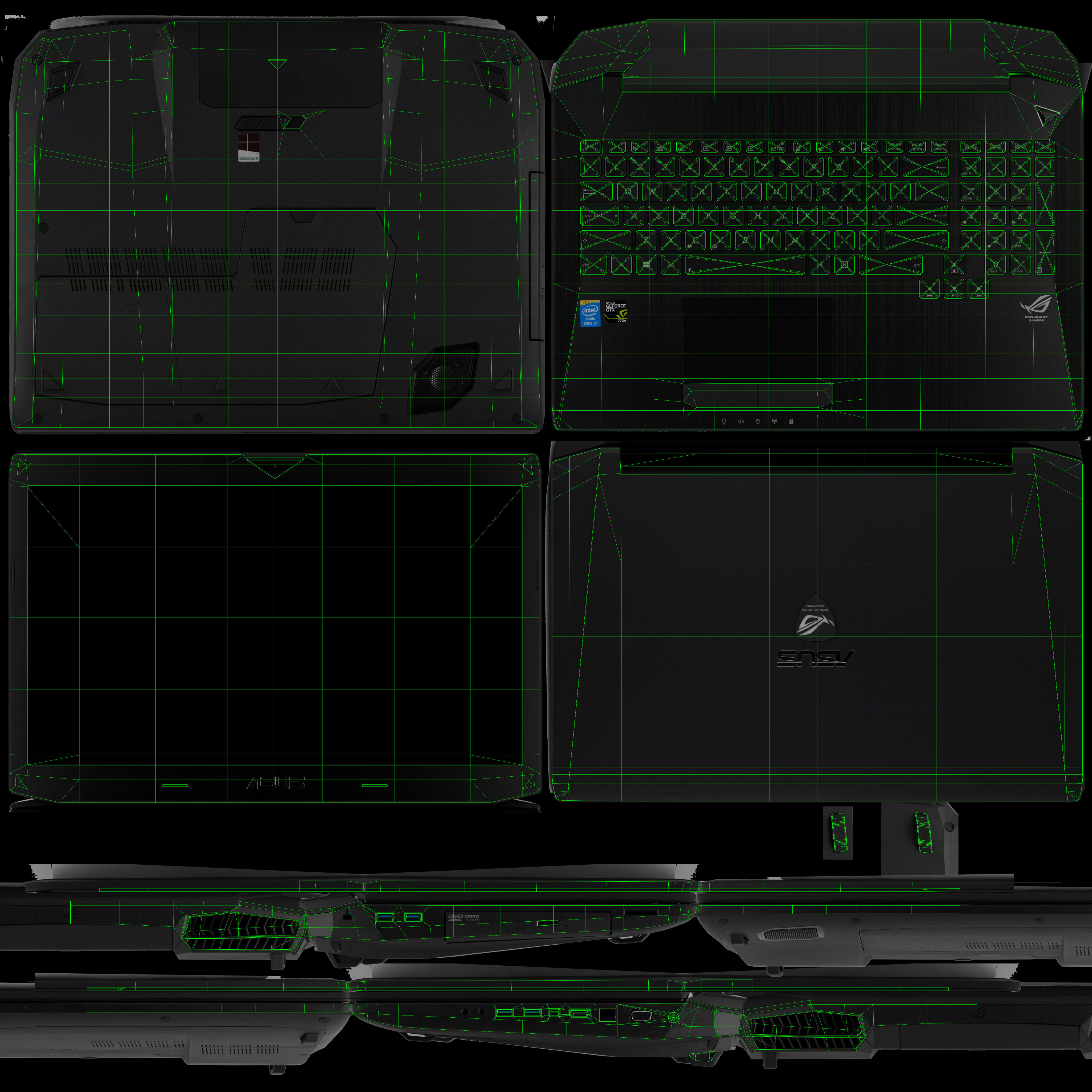 Asus ROG G750JX gaming laptop Low-poly 3D model_28