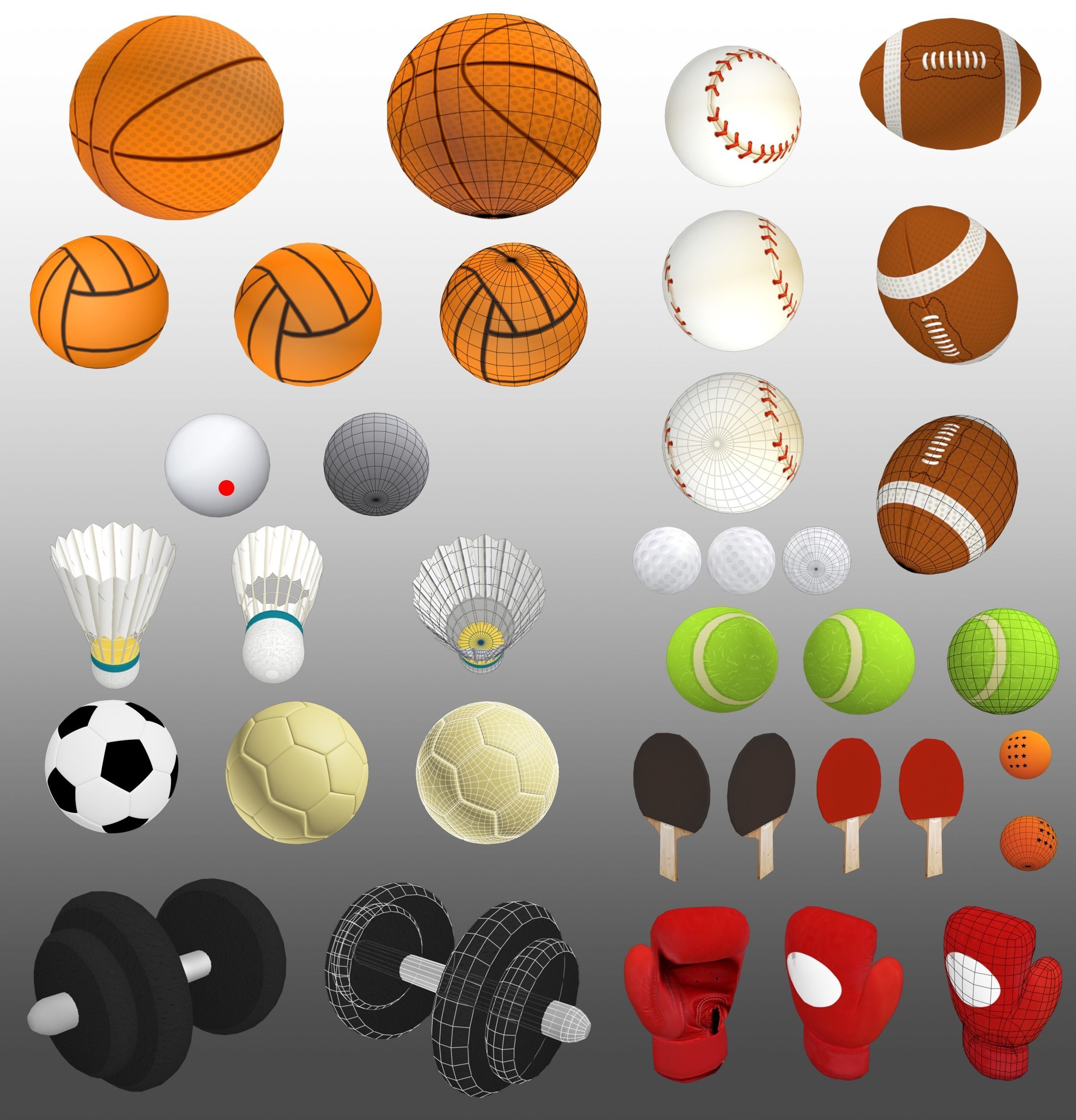 Collections Ball-Sport Low-poly 3D model_1