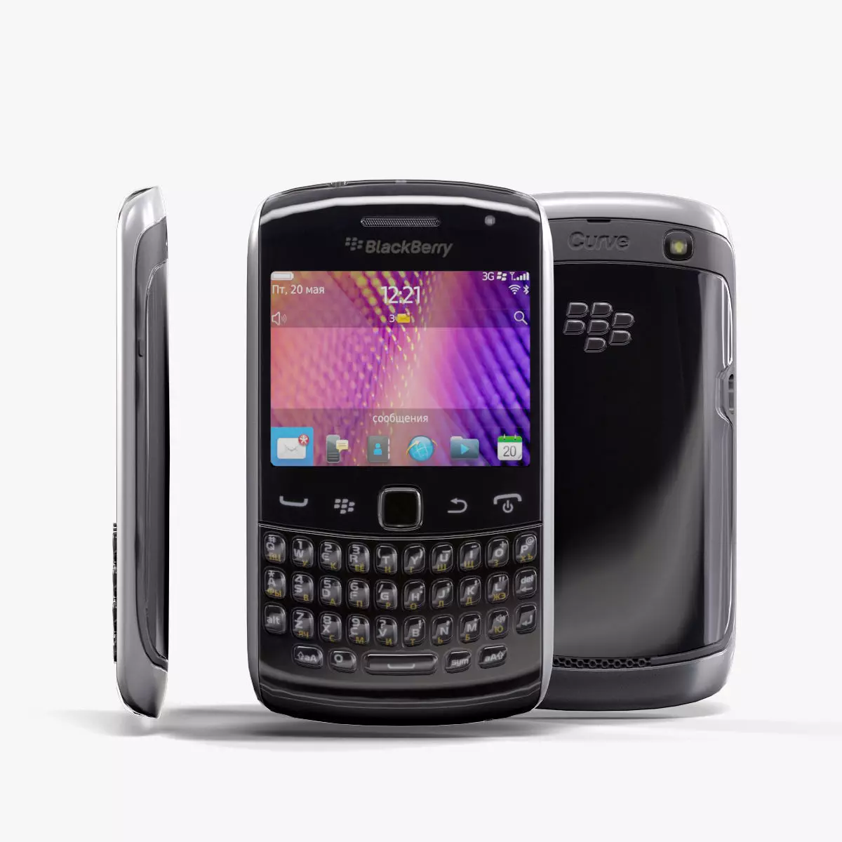 BlackBerry 9360 Black Low-poly 3D model_0