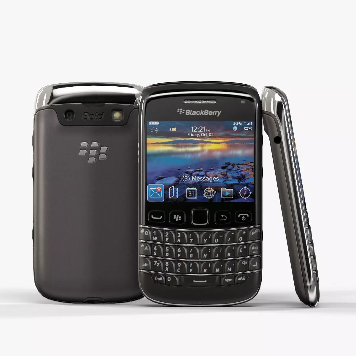 BlackBerry Bold 9790 Black Low-poly 3D model_0