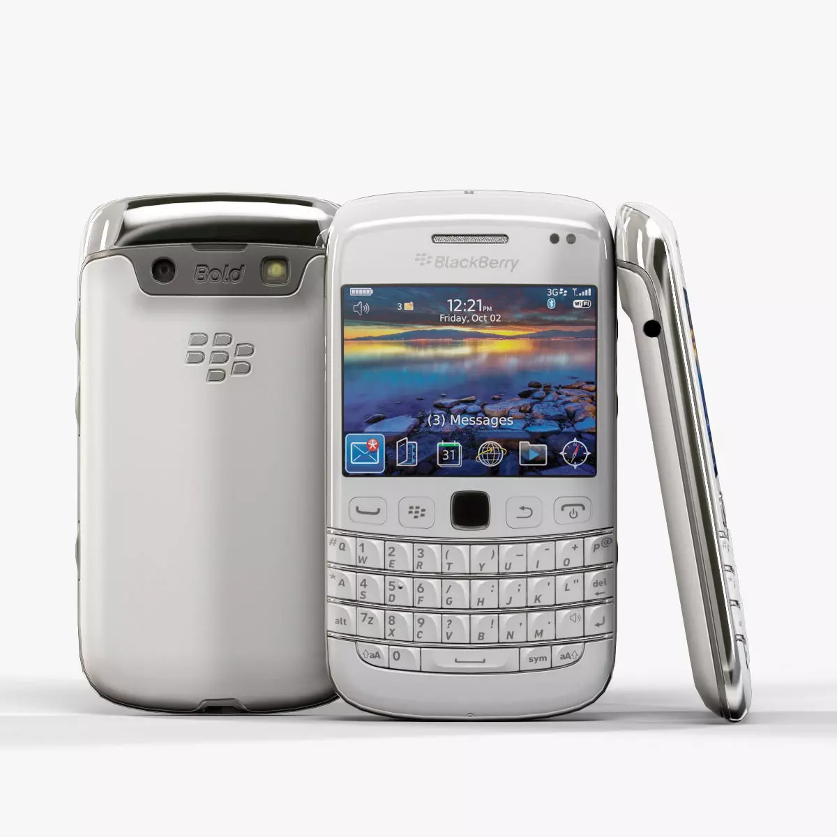 BlackBerry Bold 9790 White Low-poly 3D model_0