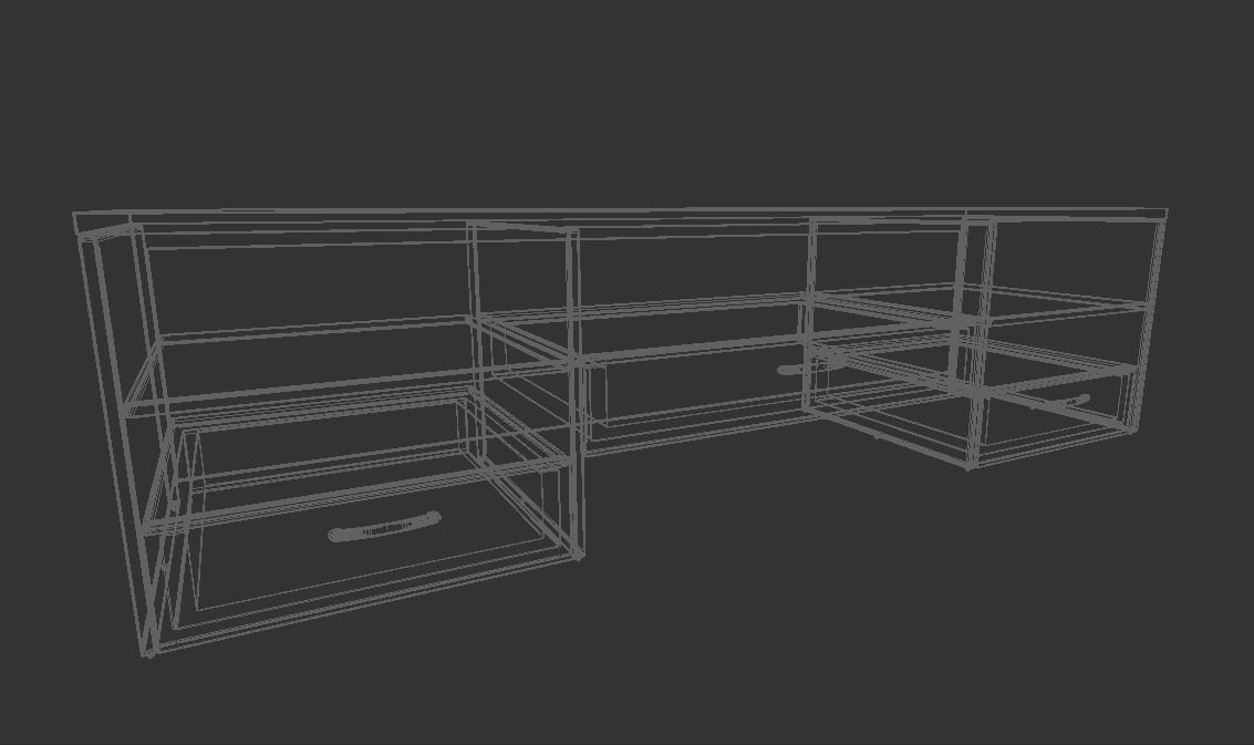 TV Stand Low-poly 3D model_8