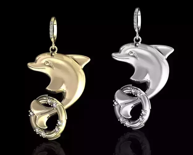 dolphin with lifebuoy pendant 3D print model