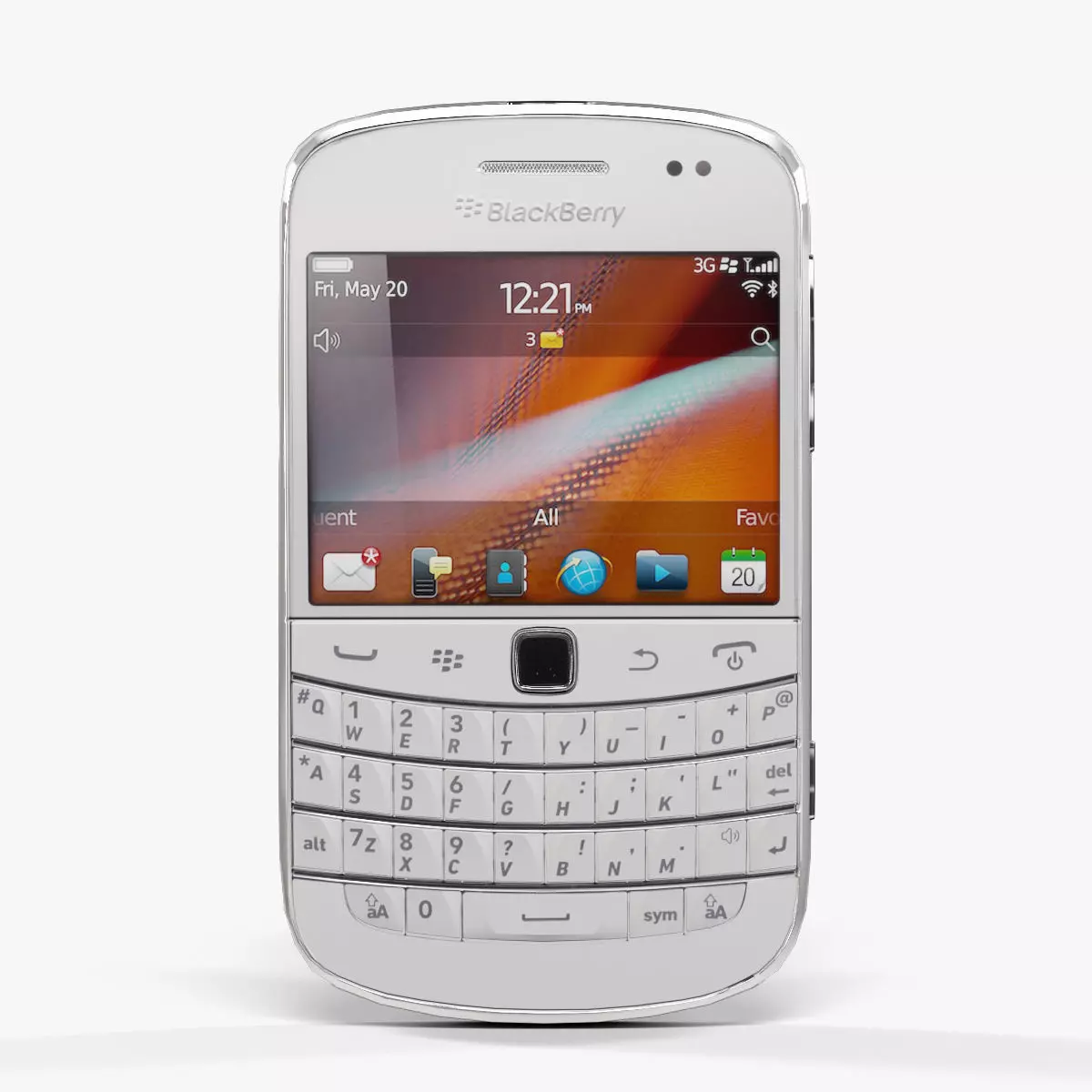 BlackBerry 9900 Pure White Low-poly 3D model_0