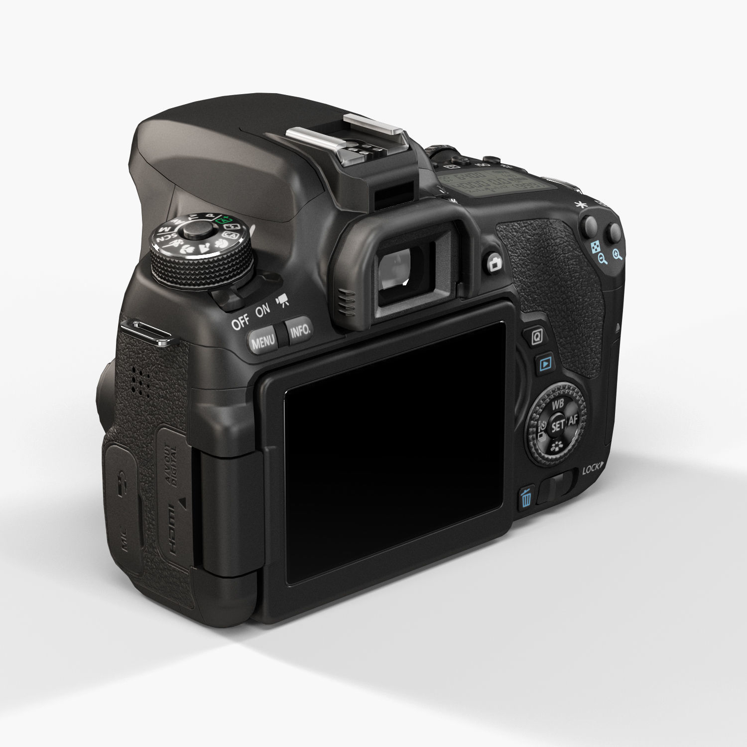 Canon EOS T6s DSLR camera Low-poly 3D model_7