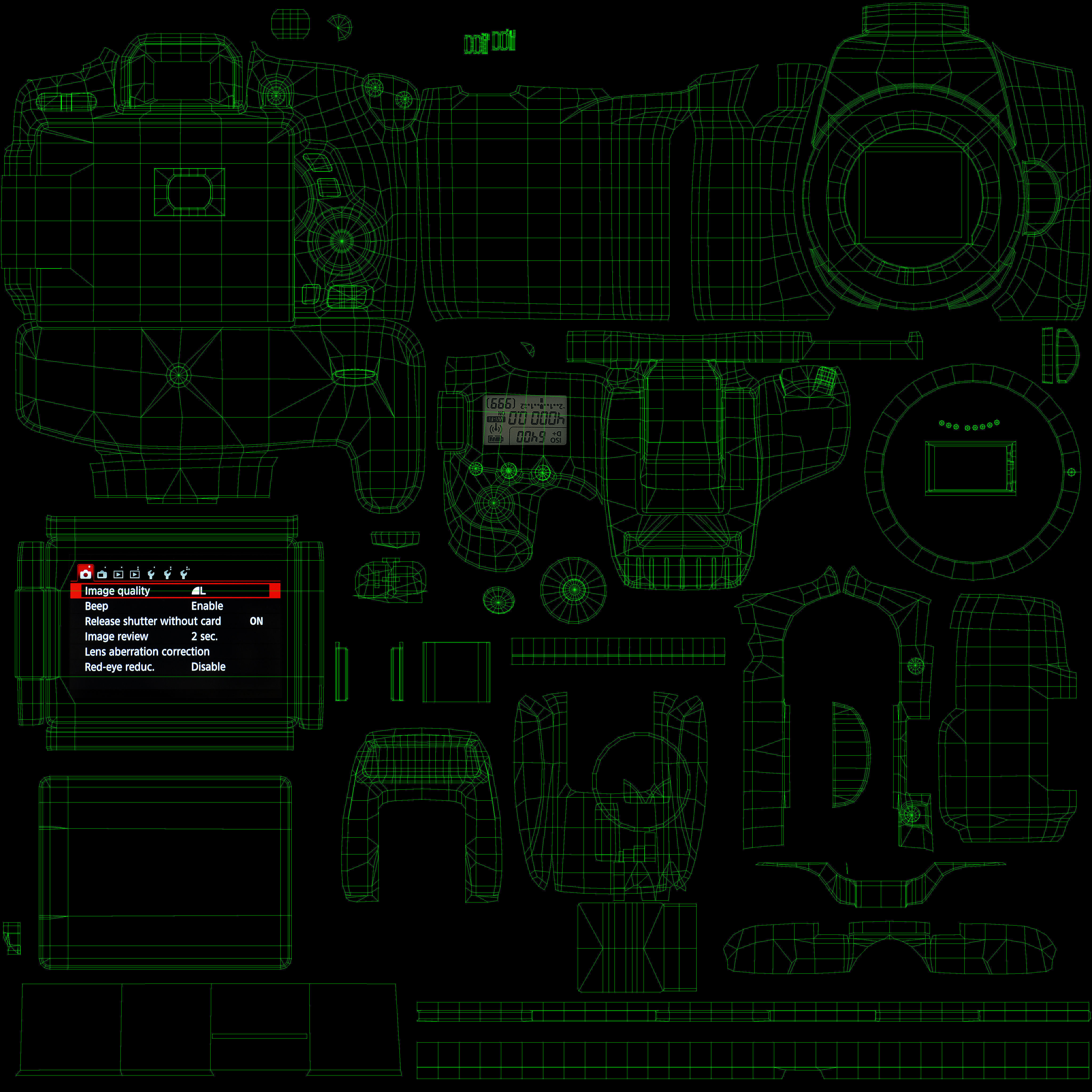 Canon EOS T6s DSLR camera Low-poly 3D model_18
