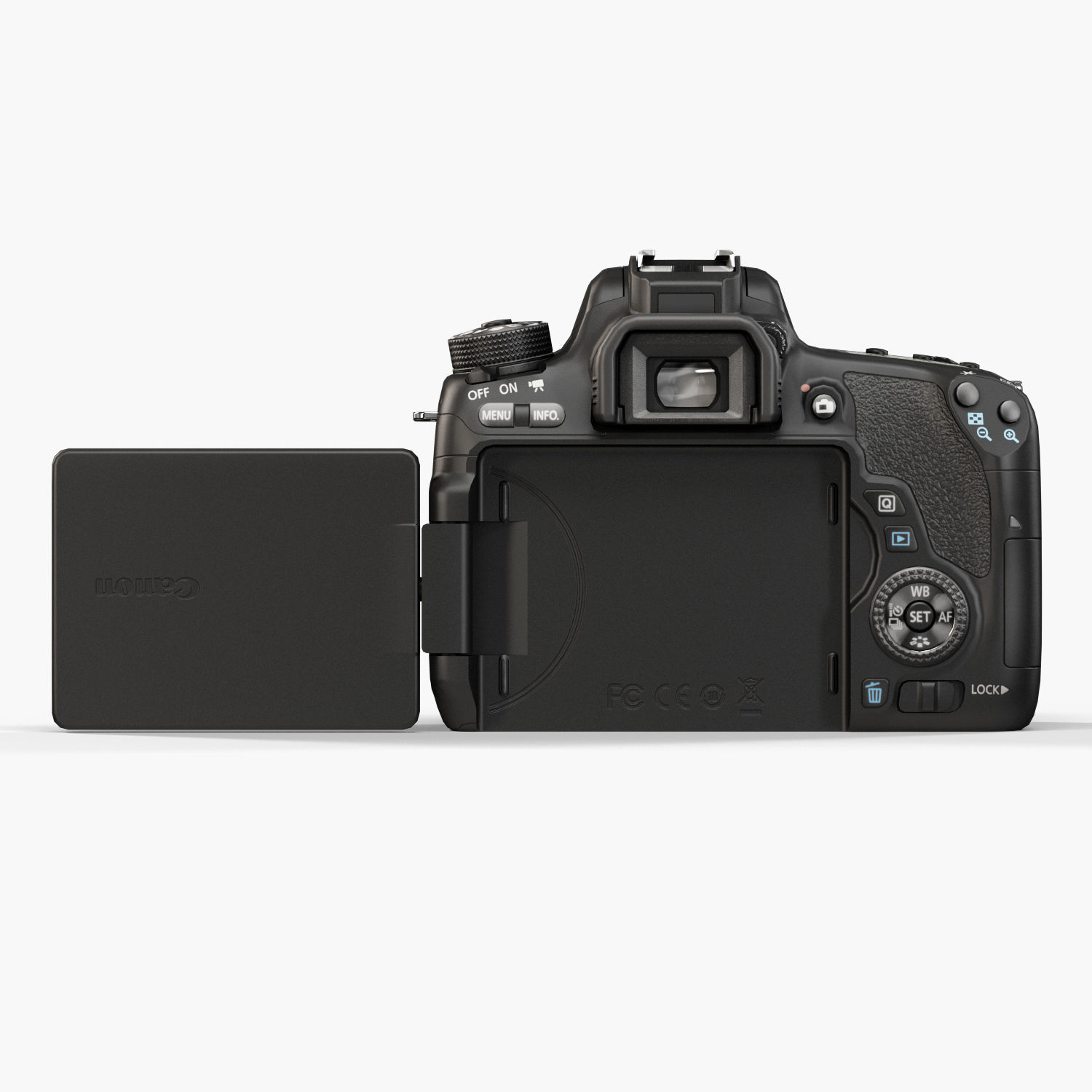 Canon EOS T6s DSLR camera Low-poly 3D model_10