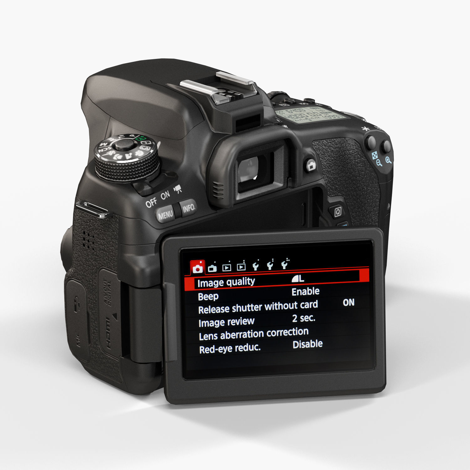 Canon EOS T6s DSLR camera Low-poly 3D model_8