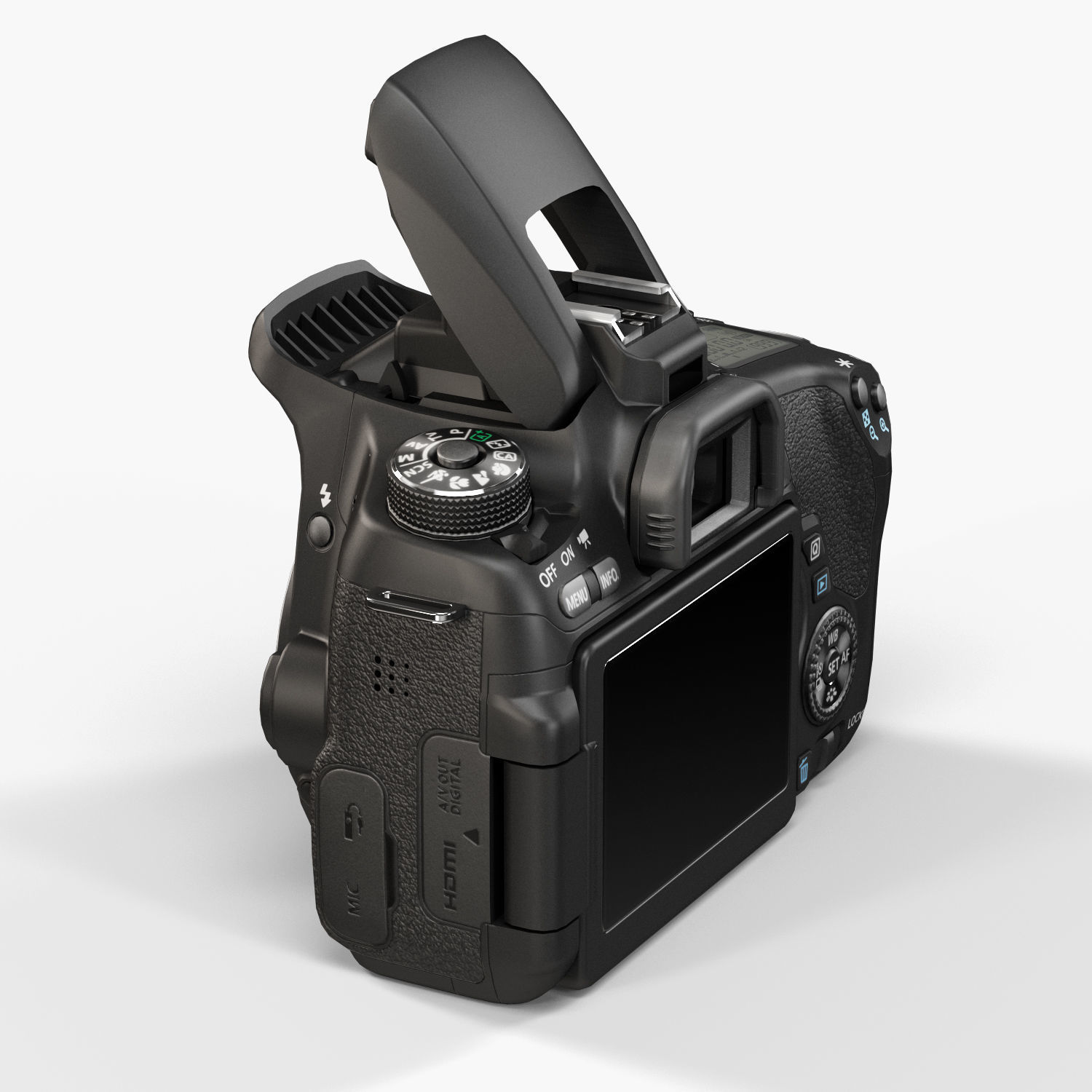 Canon EOS T6s DSLR camera Low-poly 3D model_6
