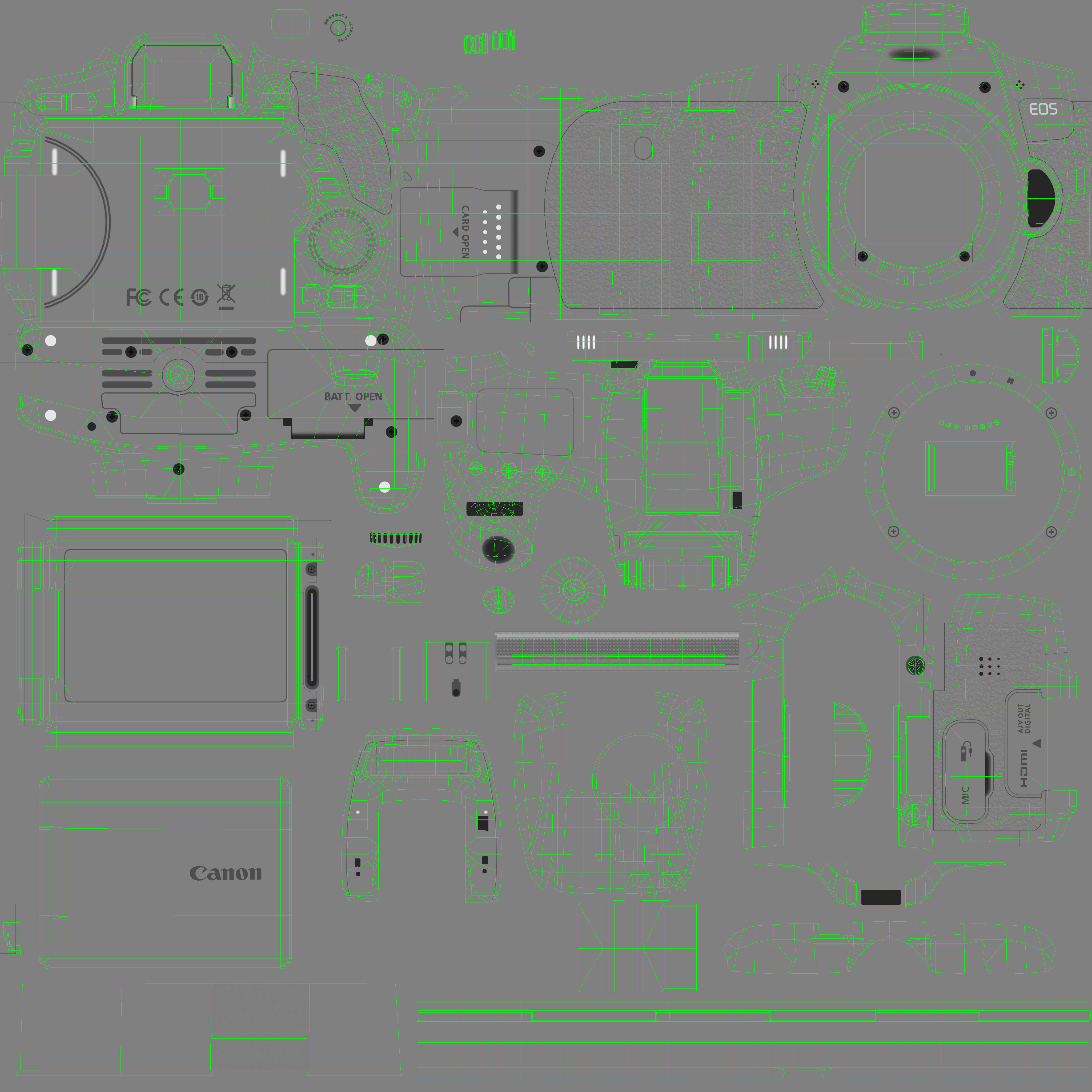 Canon EOS T6s DSLR camera Low-poly 3D model_19