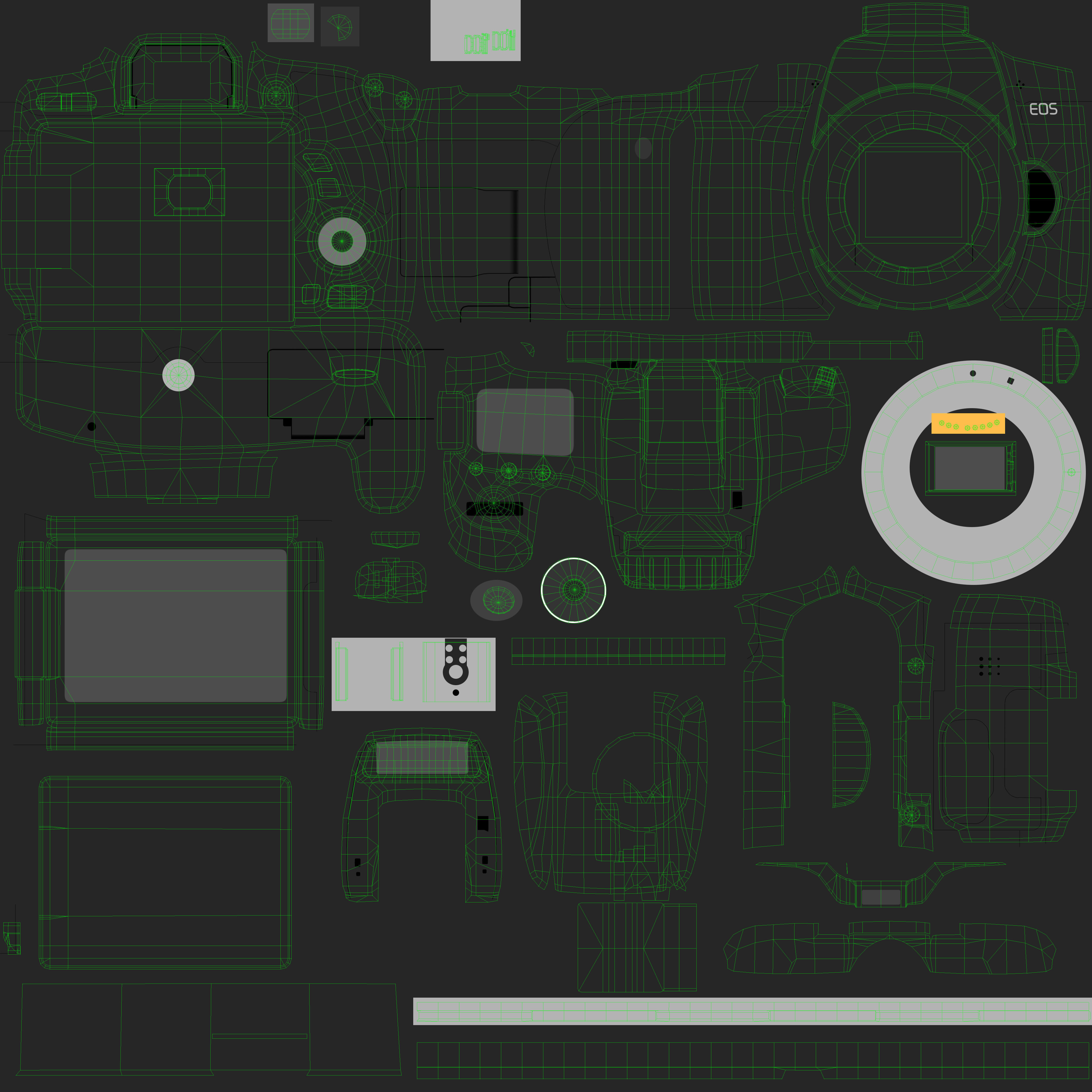Canon EOS T6s DSLR camera Low-poly 3D model_20