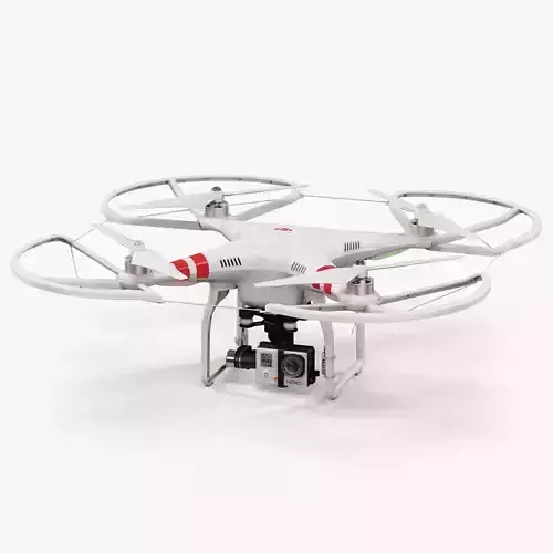 DJI Phantom 2 Quadcopter with Prop Guard and GoPro HERO3 Low-poly 3D model