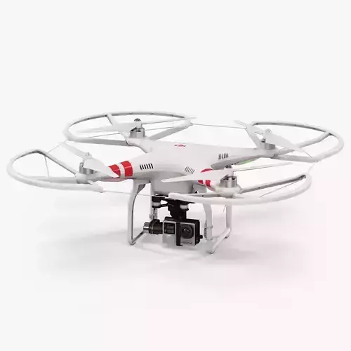 DJI Phantom 2 Quadcopter with Prop Guard and GoPro HERO4 Low-poly 3D model