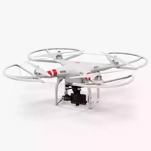 DJI Phantom 2 Quadcopter with Prop Guard and gimbal GoPro HERO4 Low-poly 3D model