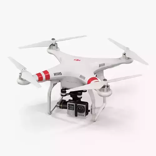 DJI Phantom 2 Quadcopter with GoPro HERO4 Low-poly 3D model