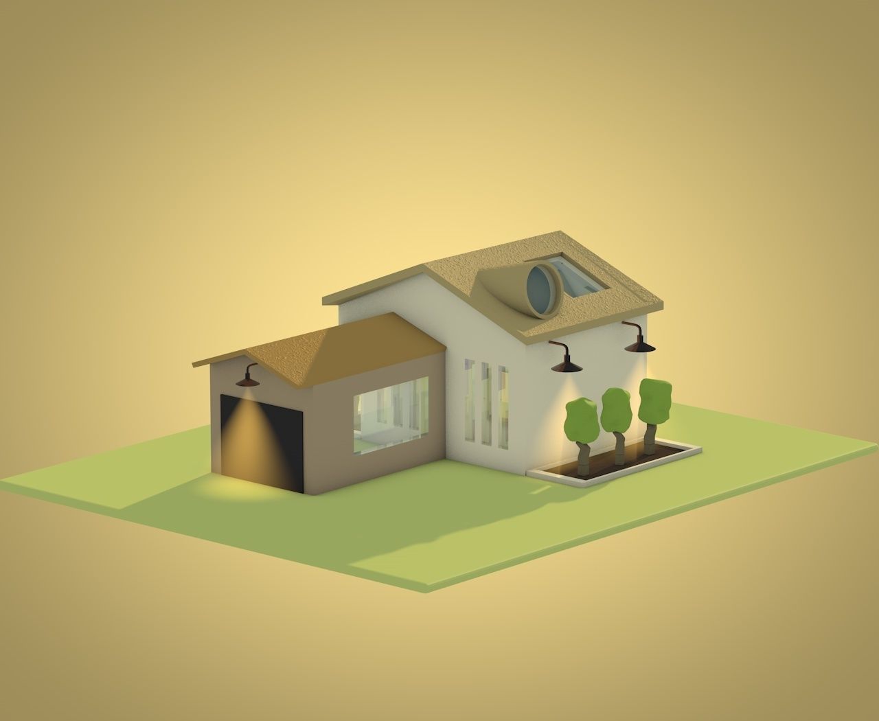 dreamy atmosphere small cozy home and garage 3D model_1