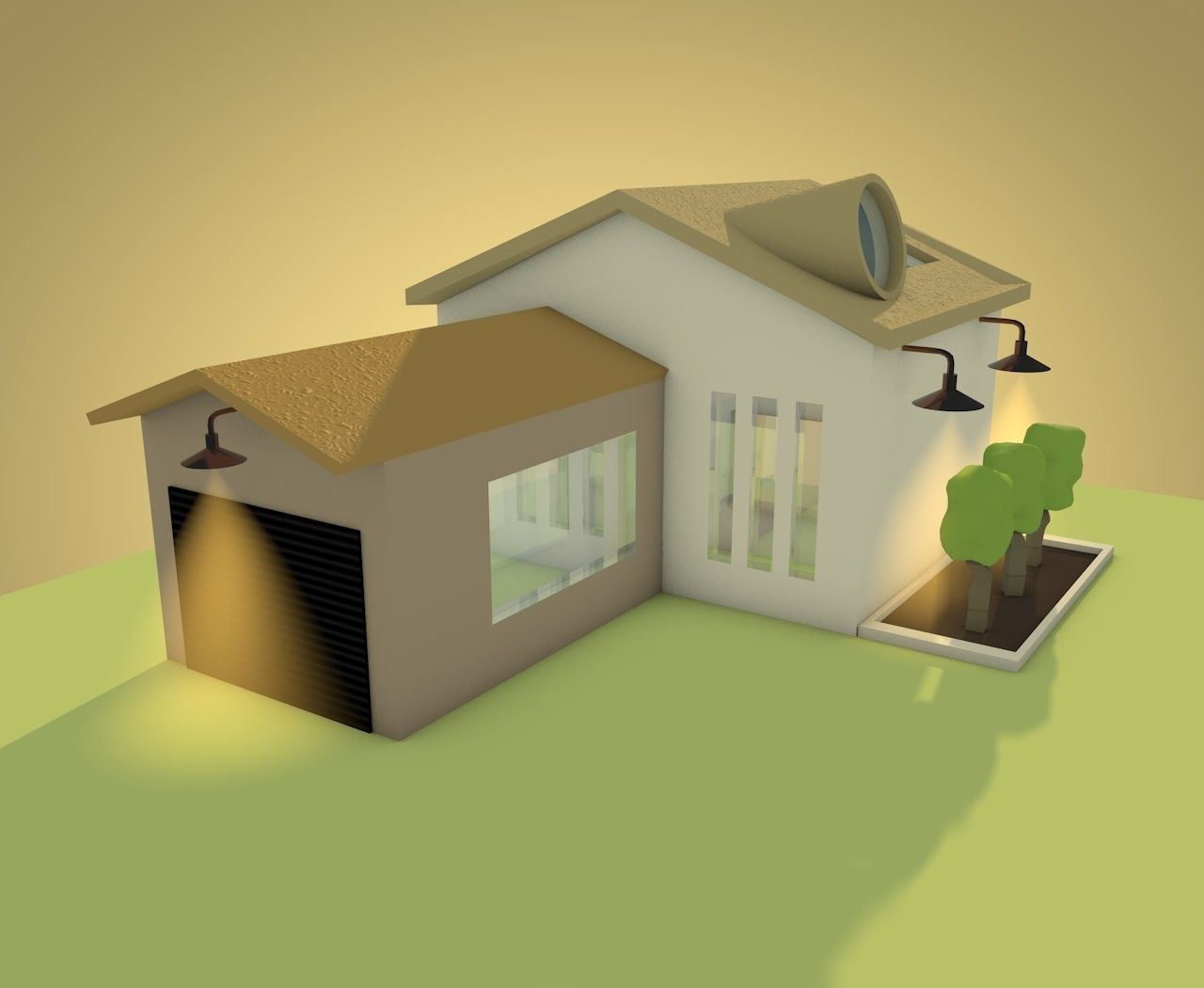 dreamy atmosphere small cozy home and garage 3D model_2