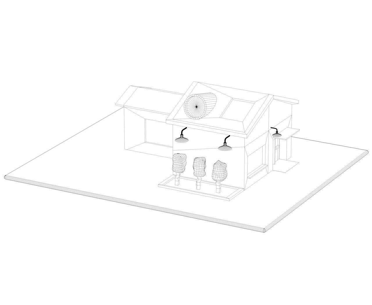 dreamy atmosphere small cozy home and garage 3D model_3