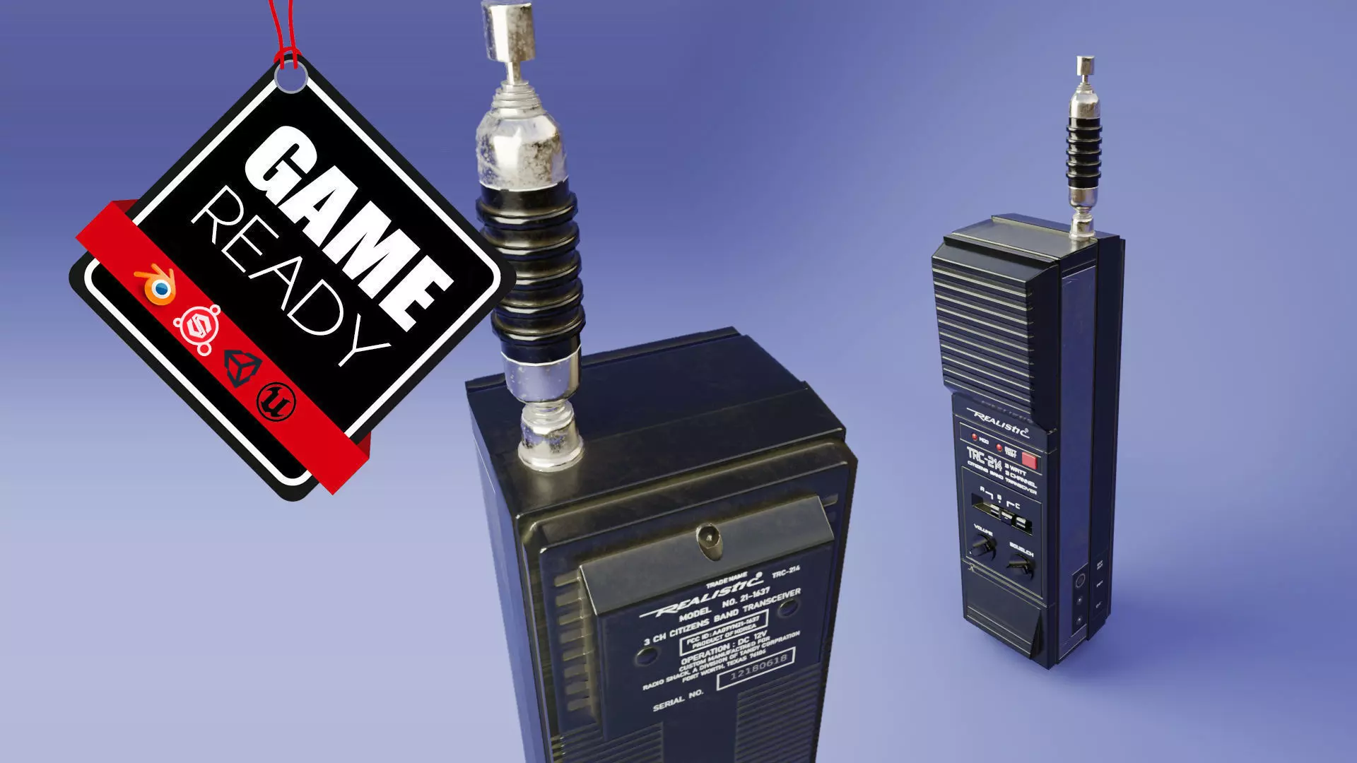 Vintage Walkie Talkie TRC-214 Low-poly 3D model_0