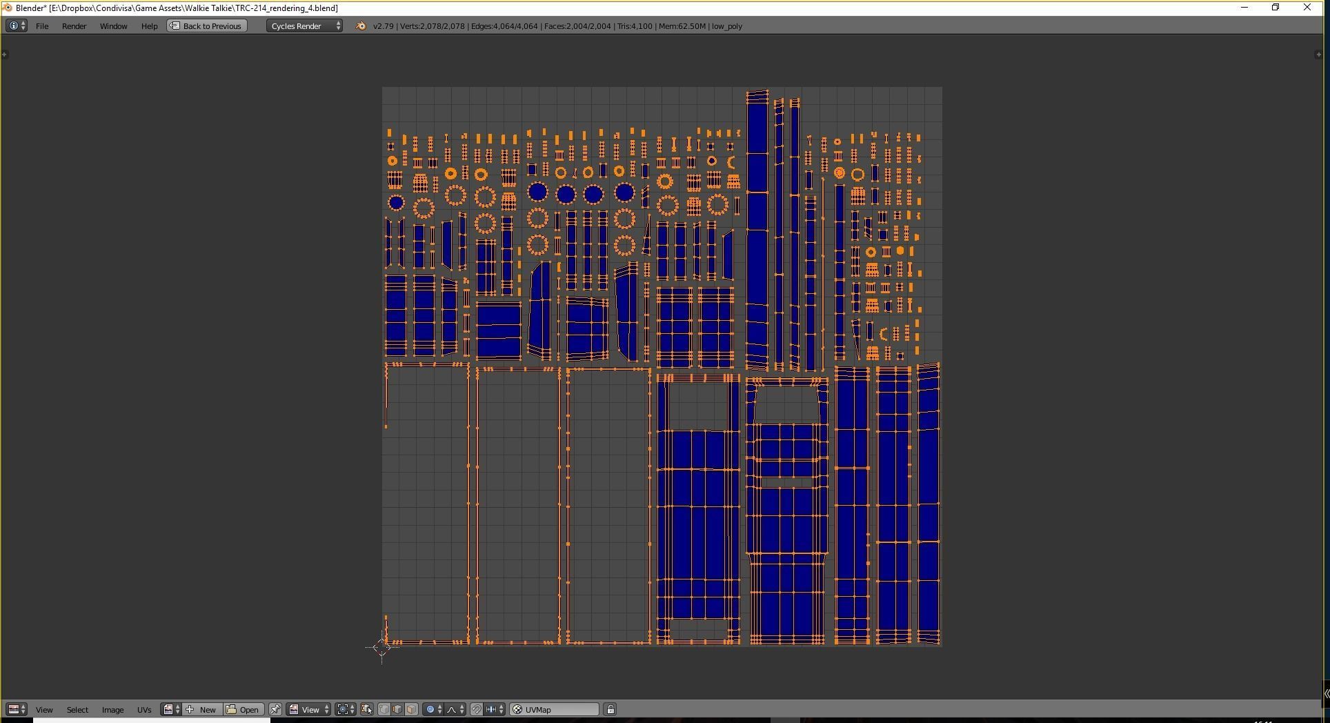 Vintage Walkie Talkie TRC-214 Low-poly 3D model_6