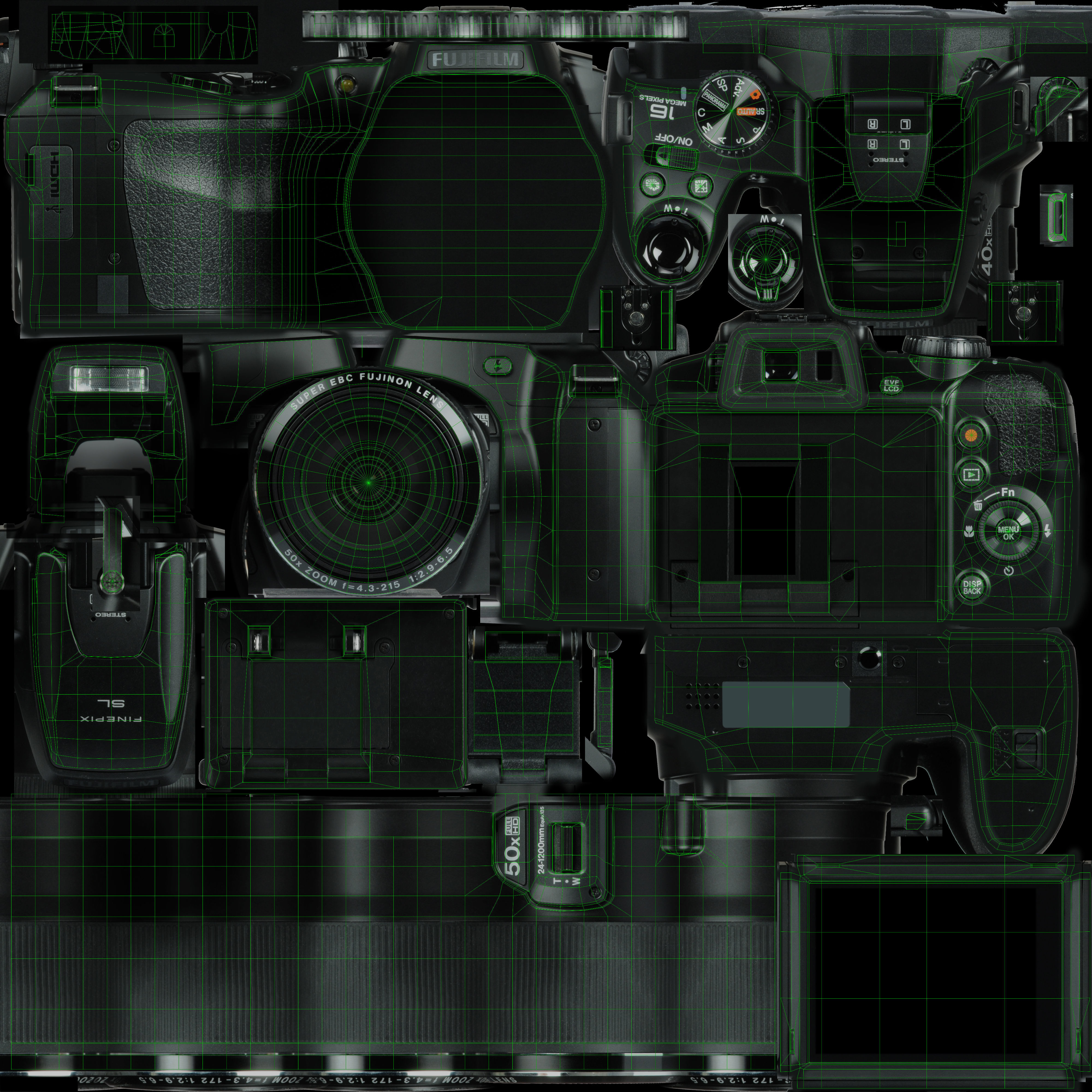 Fujifilm FinePix SL1000 bridge digital camera Low-poly 3D model_21