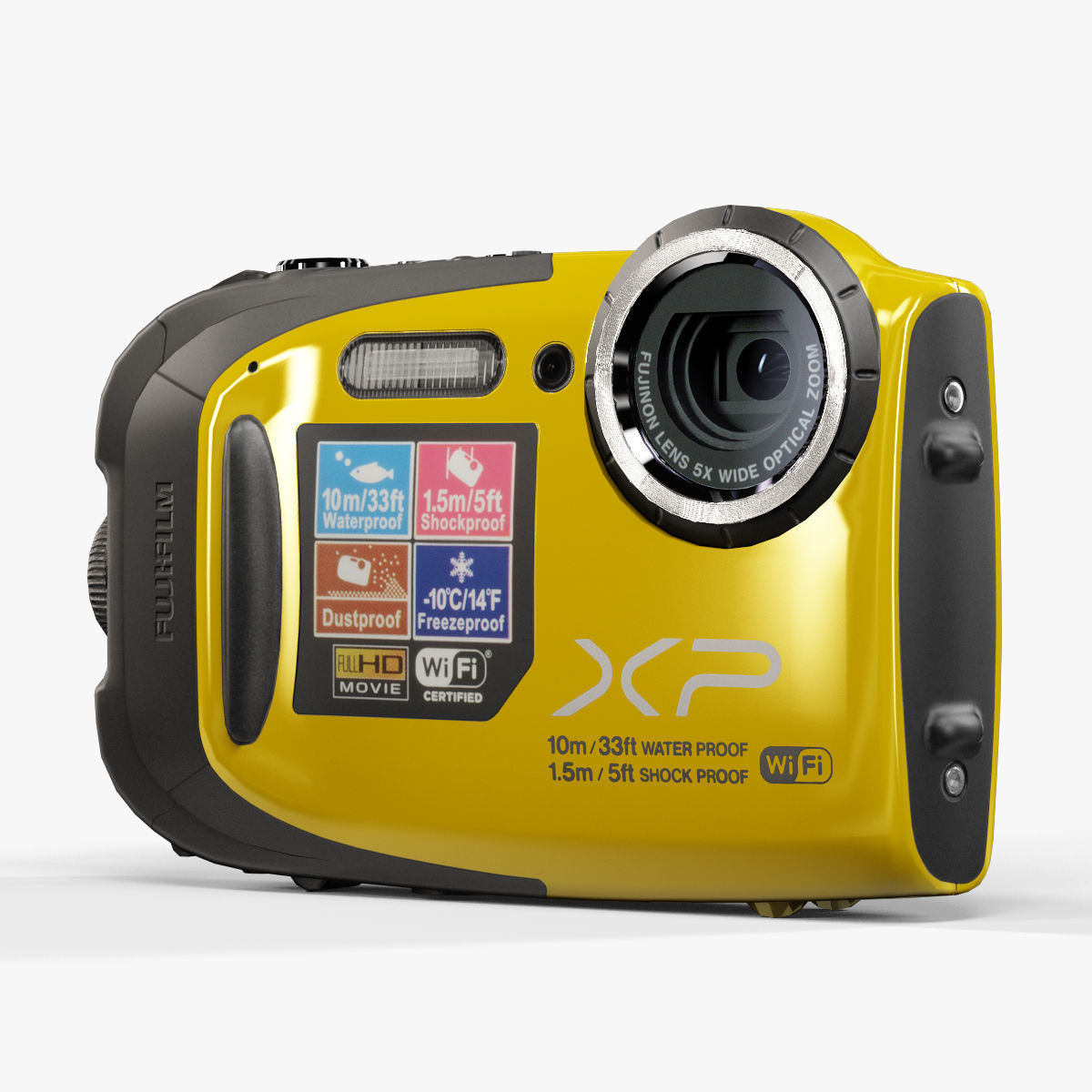 Fujifilm FinePix XP70 rugged and proof digital camera Low-poly 3D model_12