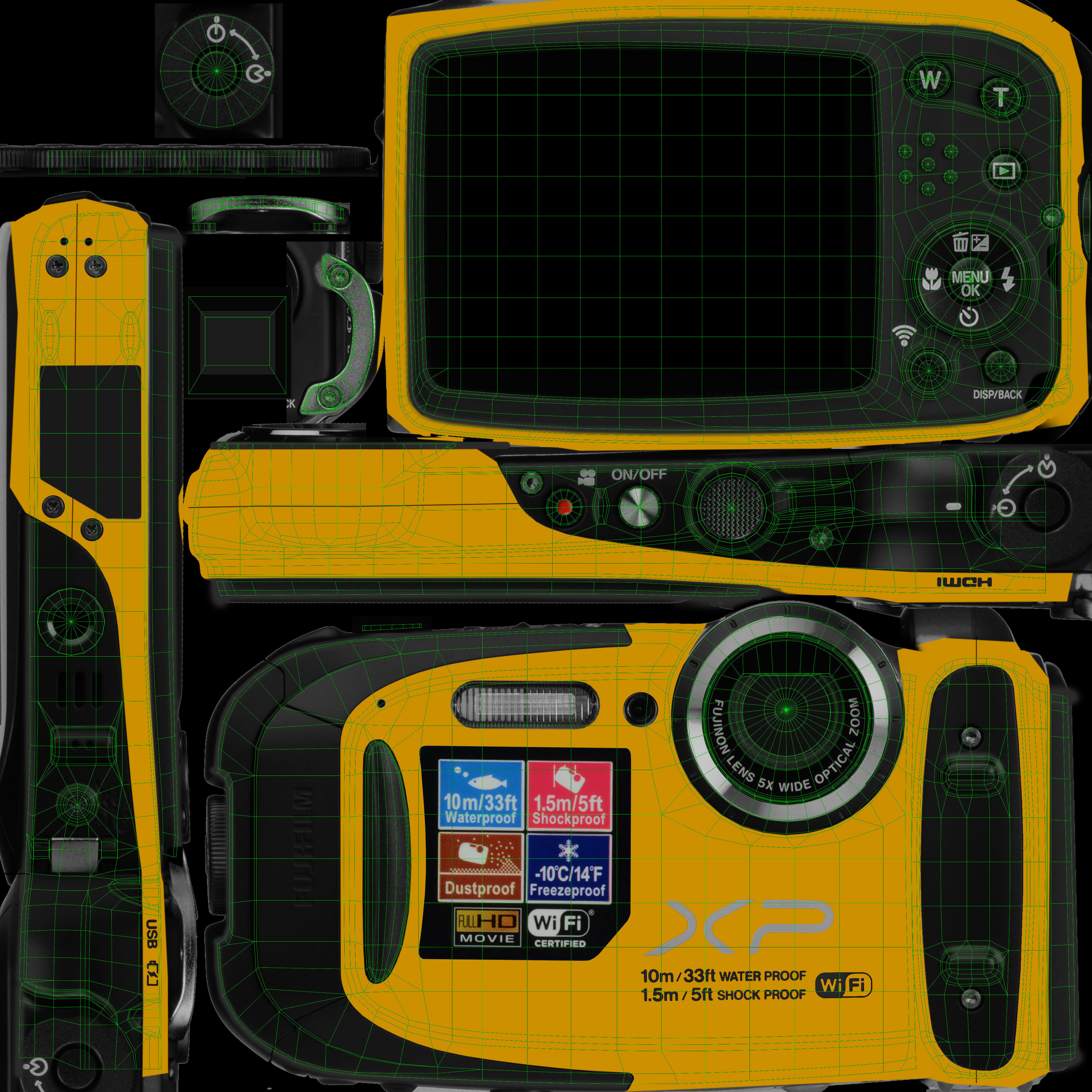 Fujifilm FinePix XP70 rugged and proof digital camera Low-poly 3D model_25